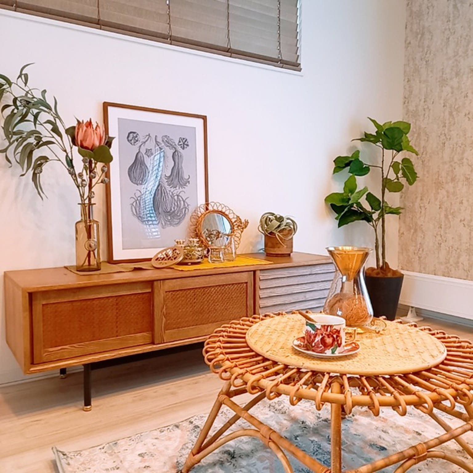 ZARA HOME ラタン家具の商品を使ったおしゃれなインテリア実例