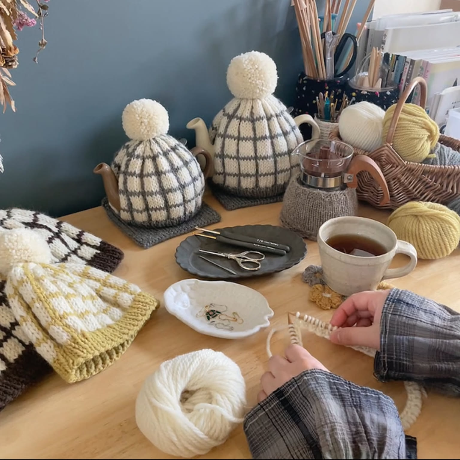 編み物 ティーコゼーのおしゃれなアレンジ・飾り方のインテリア実例