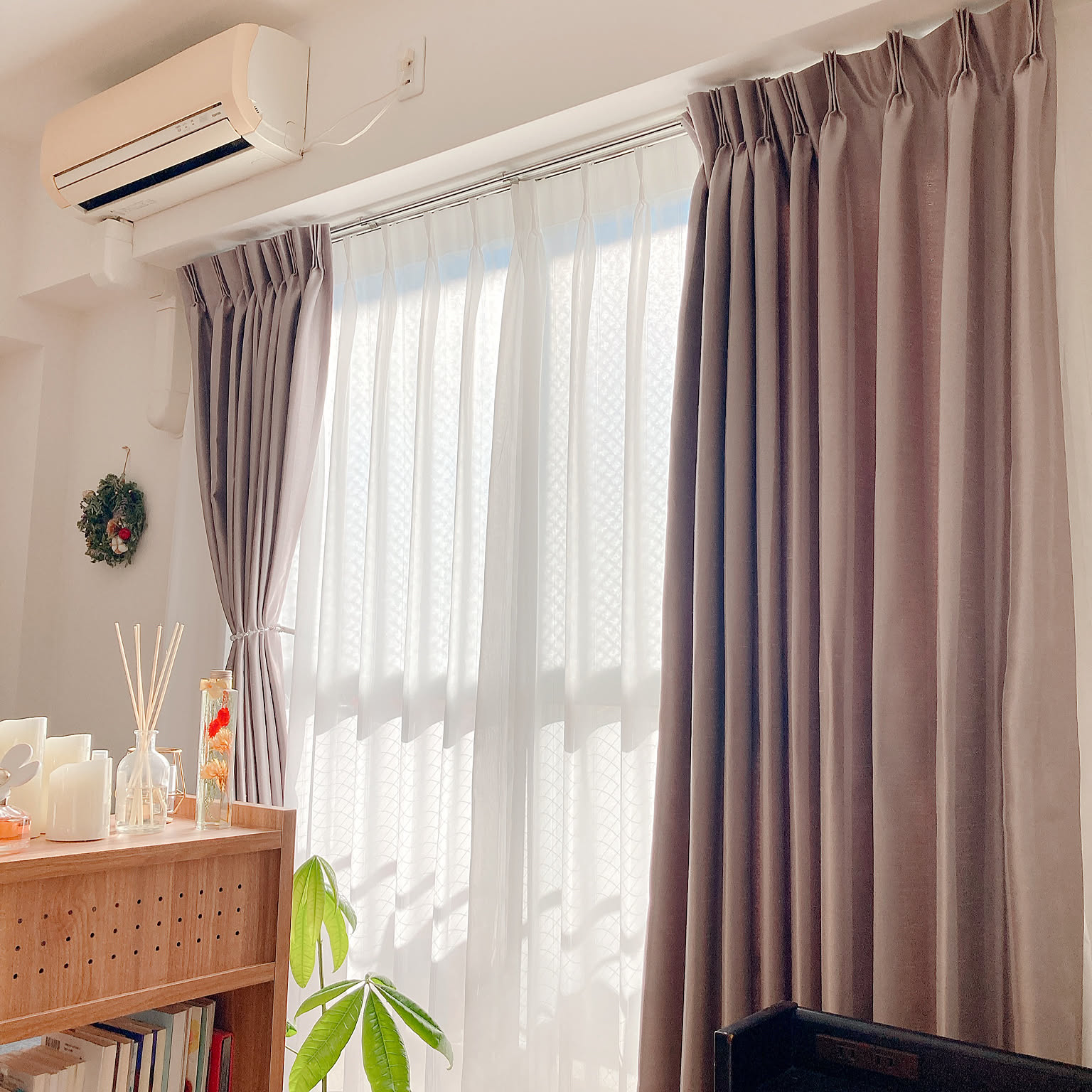 KEYUCA/カーテン/1K/8畳/ホワイト×グレーなどのインテリア