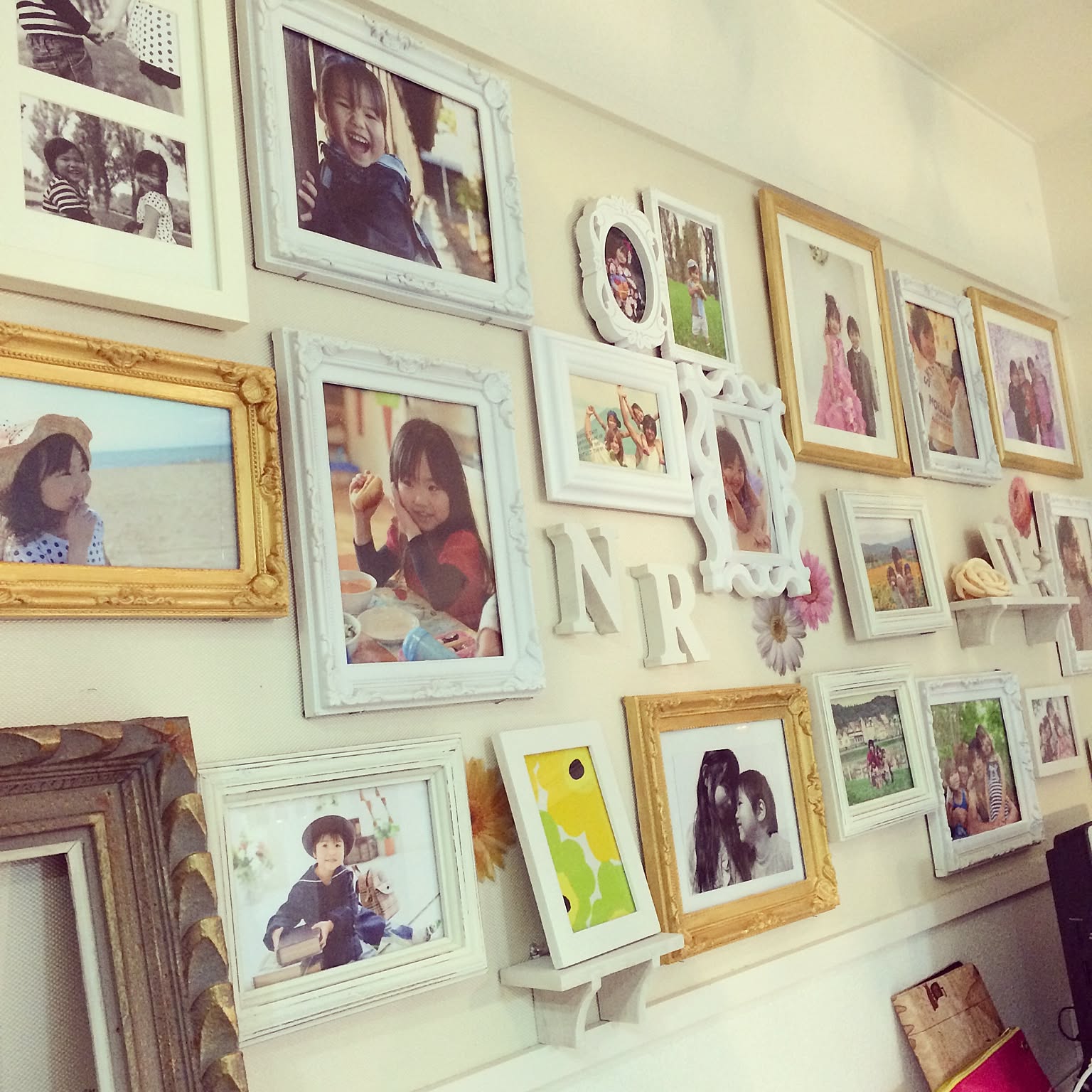 アンティークパッチワーク額装シャビーコラージュ壁掛け壁飾り