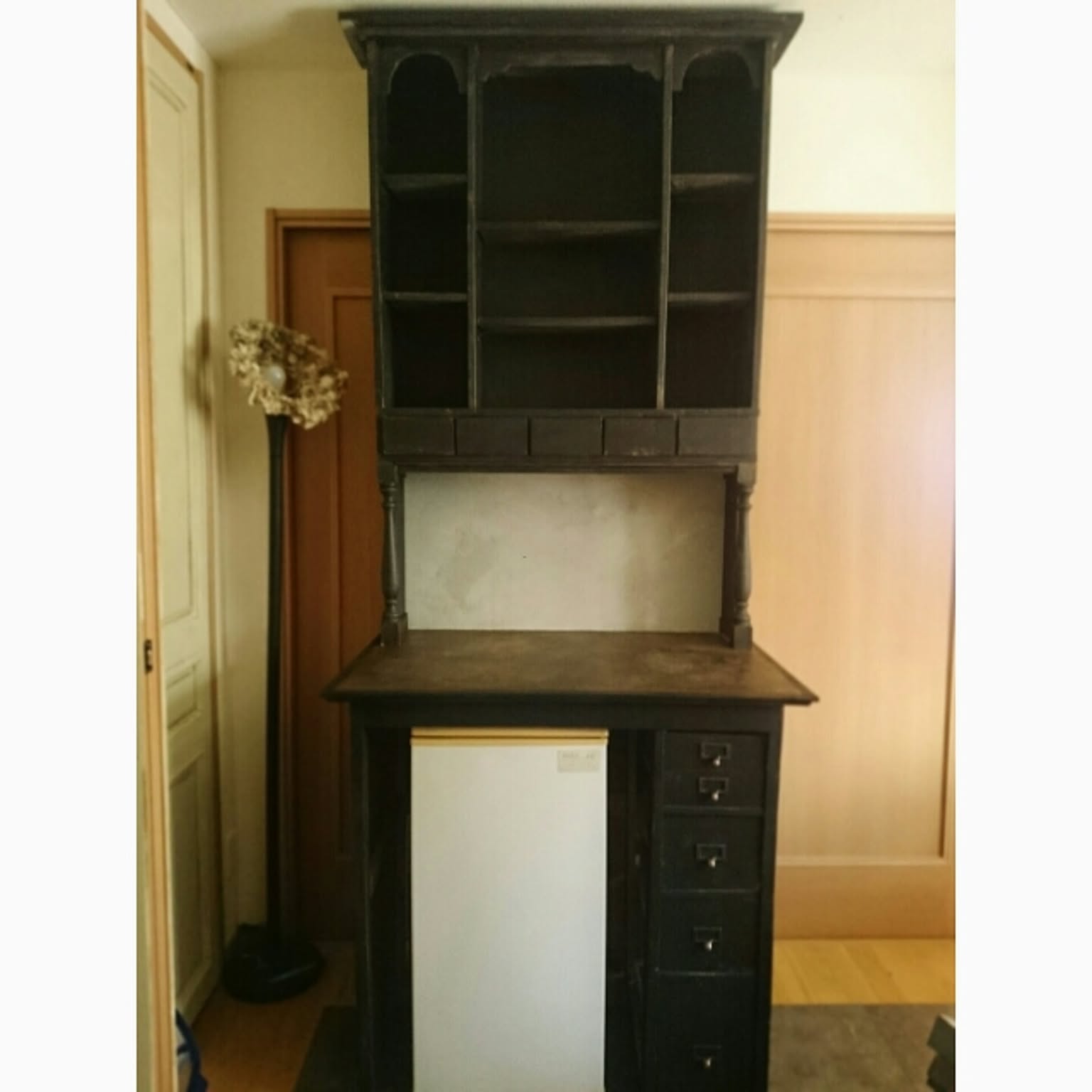 木製キャビネット 2段引き出し付き 手作り 昭和レトロ ハンドメイド