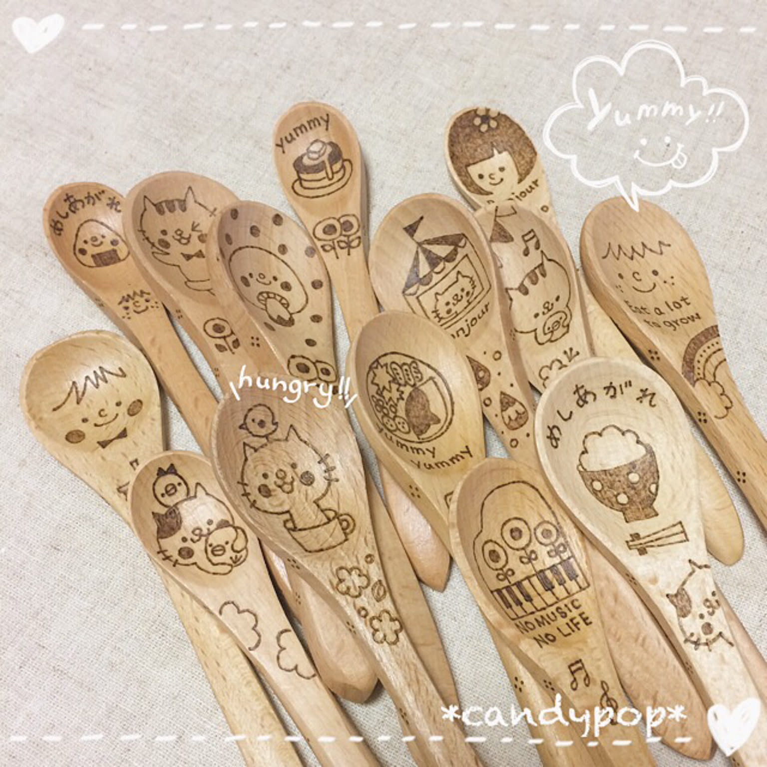 手作り木製スプーン　6本　壁掛け　インテリア　ハンドメイド　カトラリー 手作り木製スプーン 6本 壁掛け インテリア ハンドメイド カトラリー