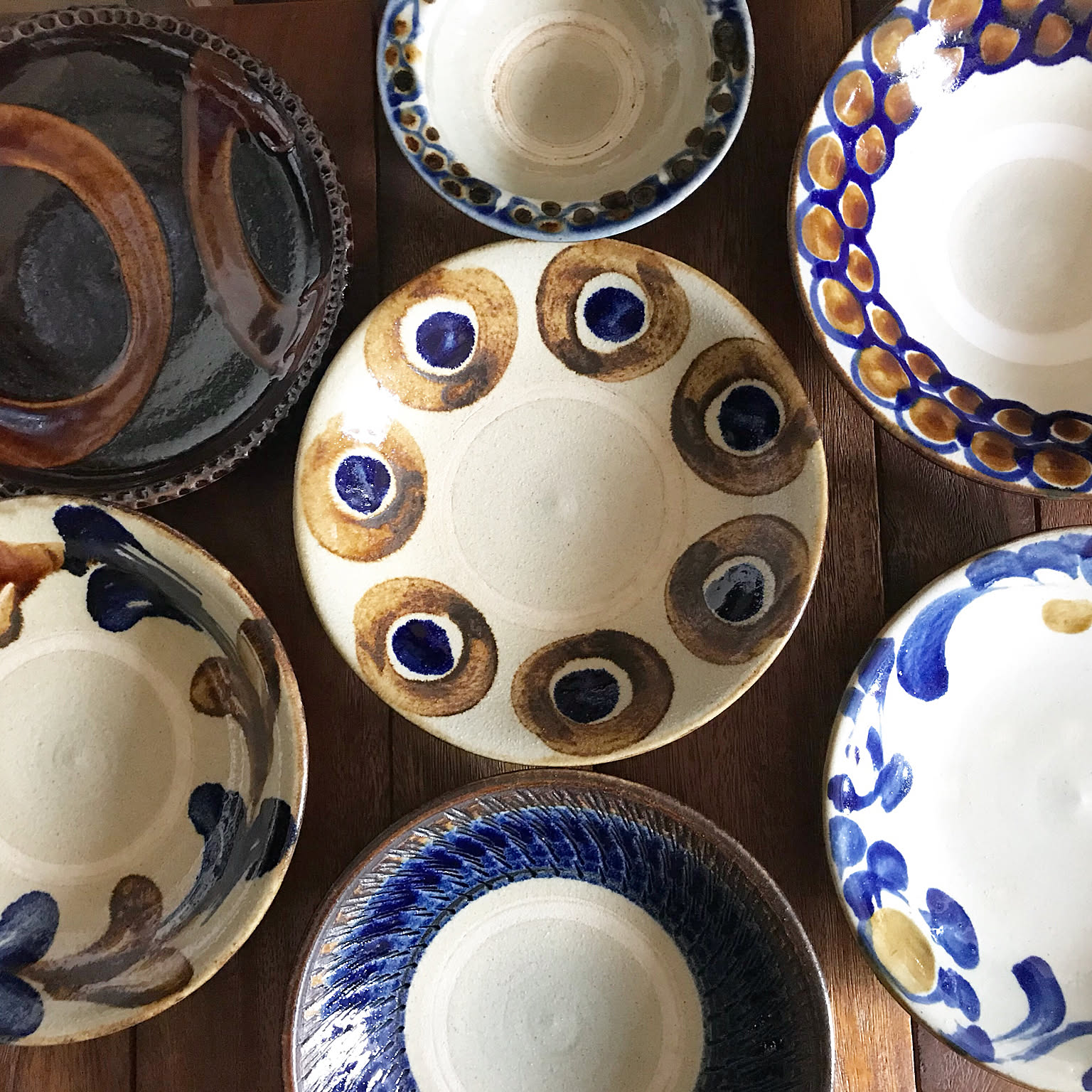新品 沖縄 やちむん 台皿 石倉陶器 石倉一人 2枚セット 石倉一人 石倉陶器