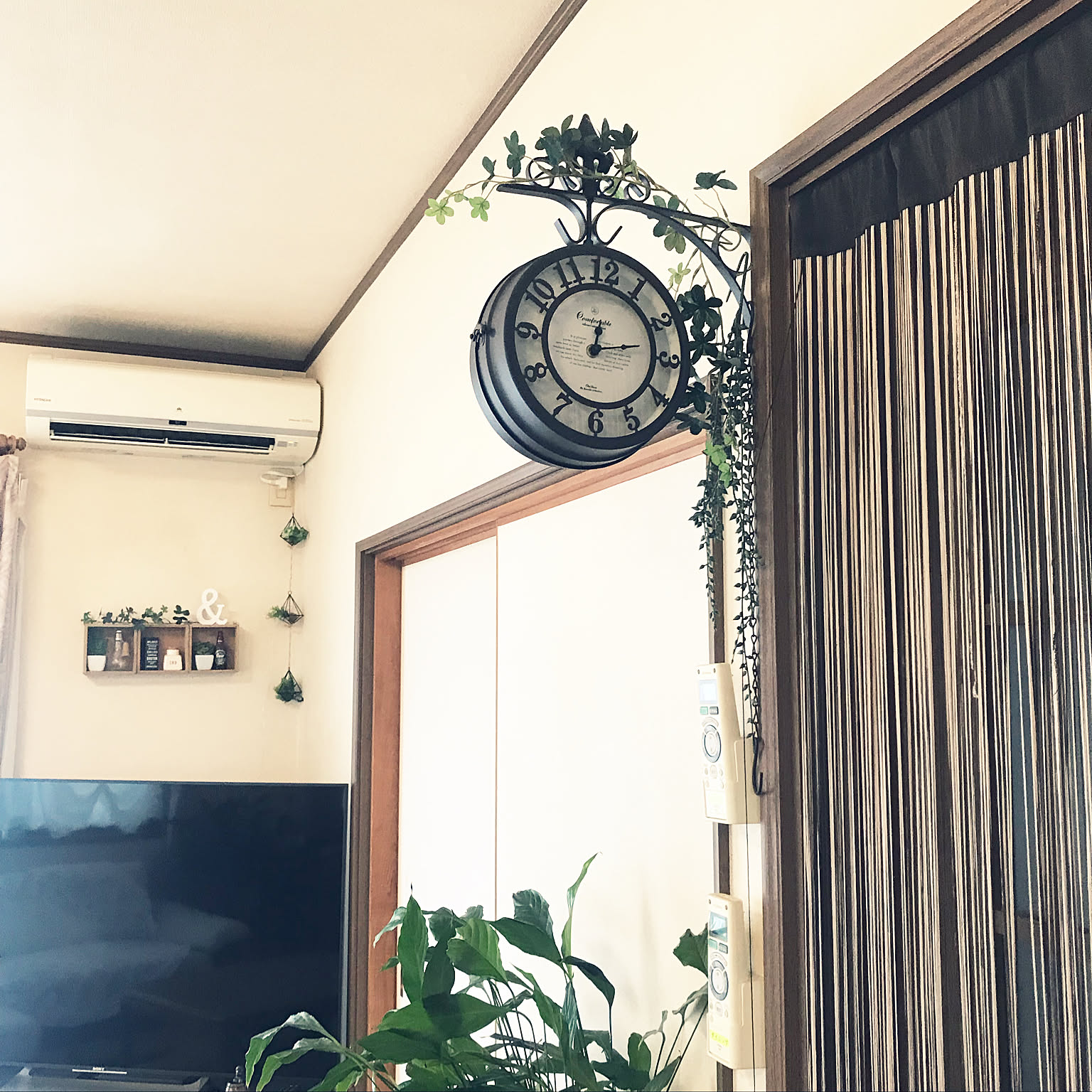 SPICE OF LIFE(スパイス) 壁掛け両面時計 OLD STREET ブラウン Lサイズ