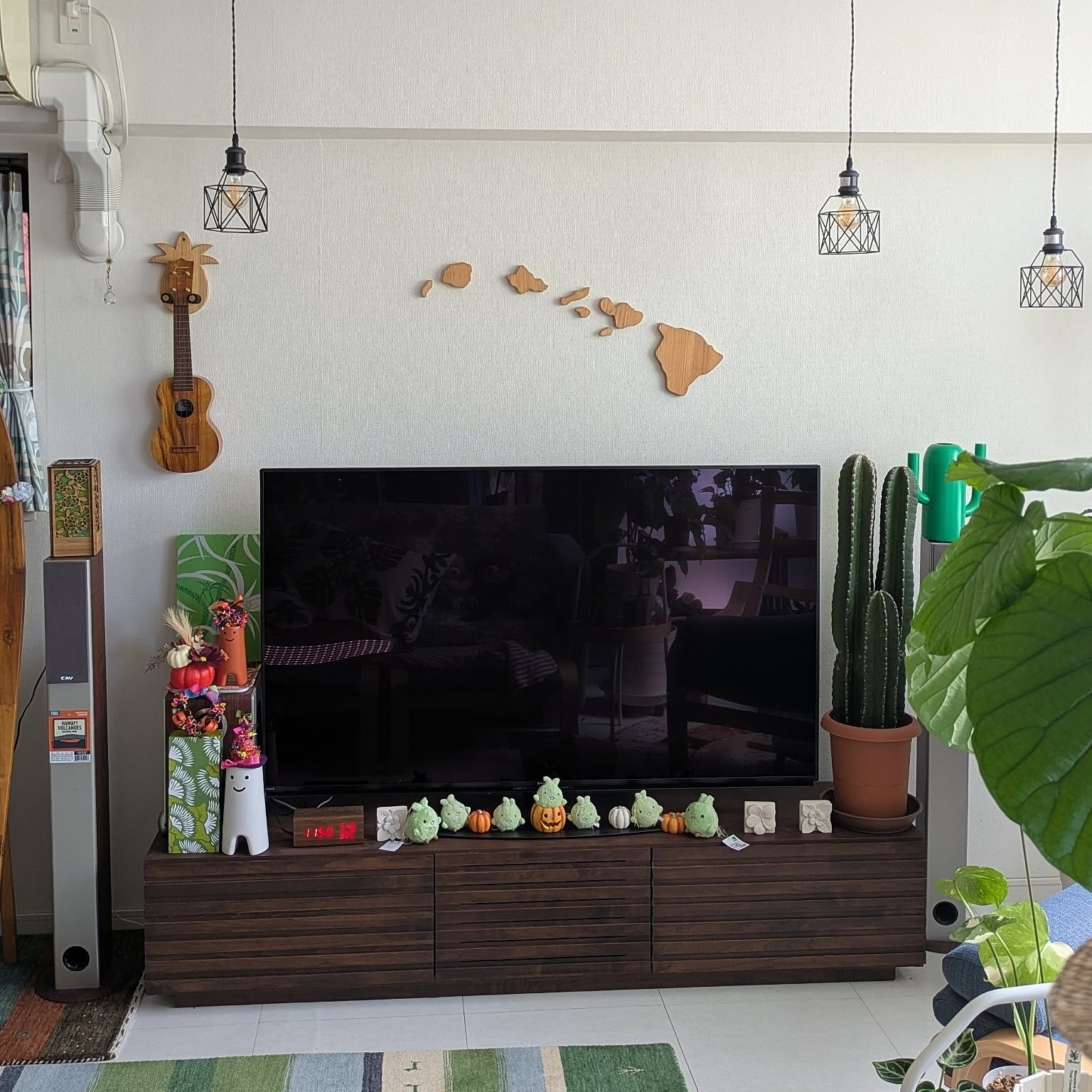 ハワイアン　テレビボード テレビ台 ローボード ハワイアンリゾート風 天然木フレーム Ohana 幅