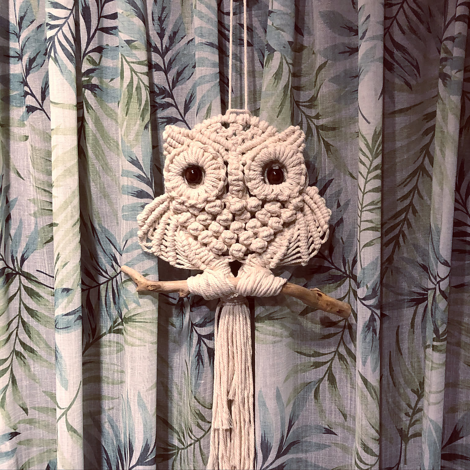 マクラメ モフモフ 幸運の鳥 フクロウ タペストリー a-7 カラー参考用