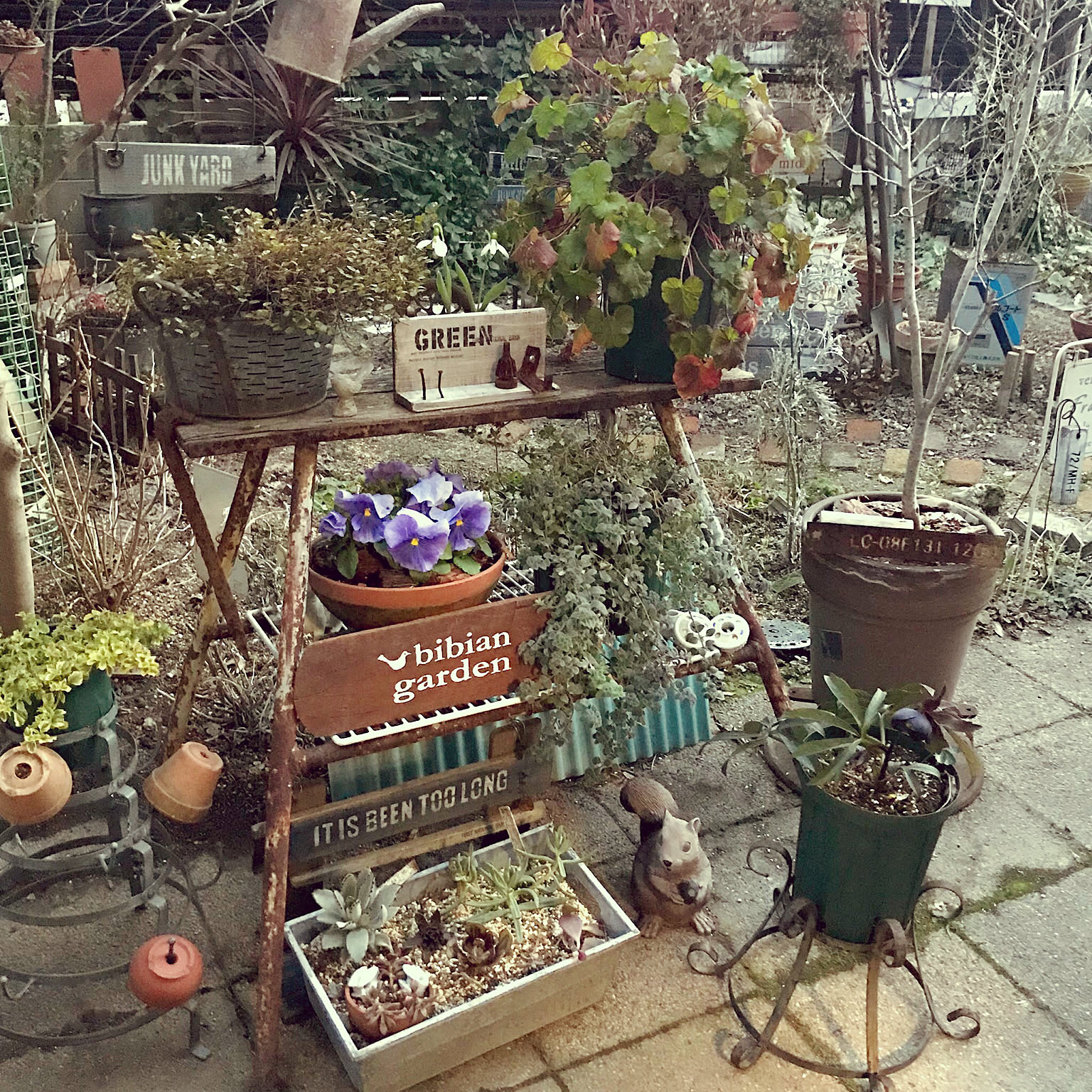 脚立　ジャンクガーデン　アンティーク　レトロ　　シャビー 脚立 ジャンクガーデン アンティーク レトロ シャビー アンティーク