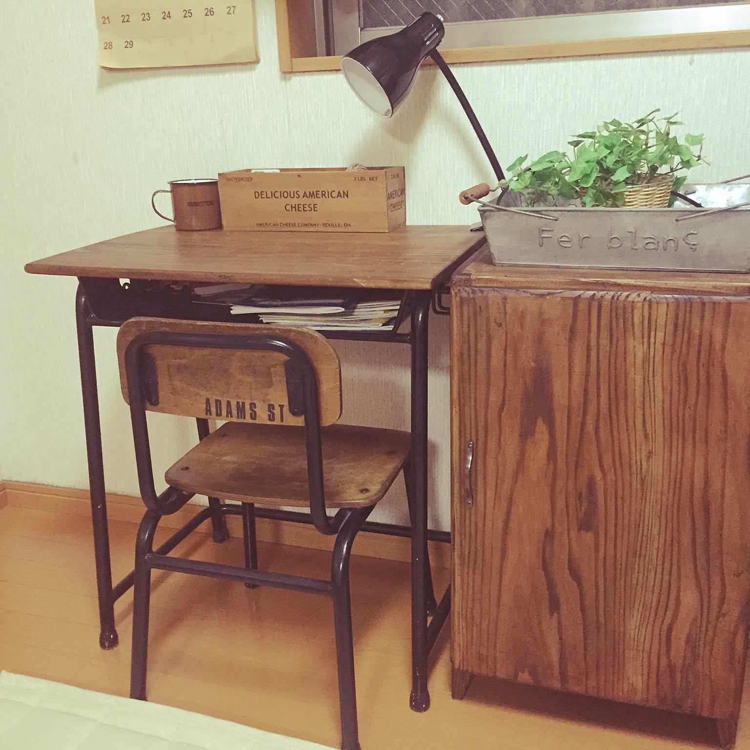 カフェスタイル 学校 机 リメイク カフェスタイル 学校 机 リメイク