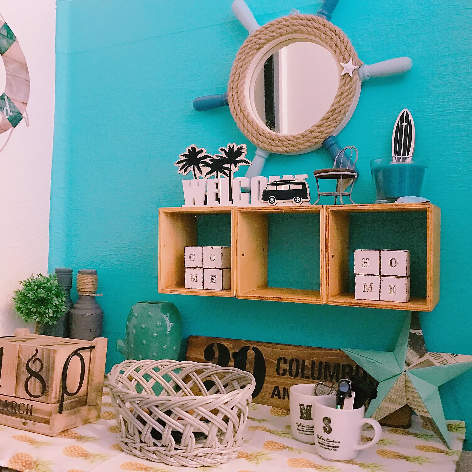 玄関/入り口/ハンドメイド/西海岸風/DIY/100均などの