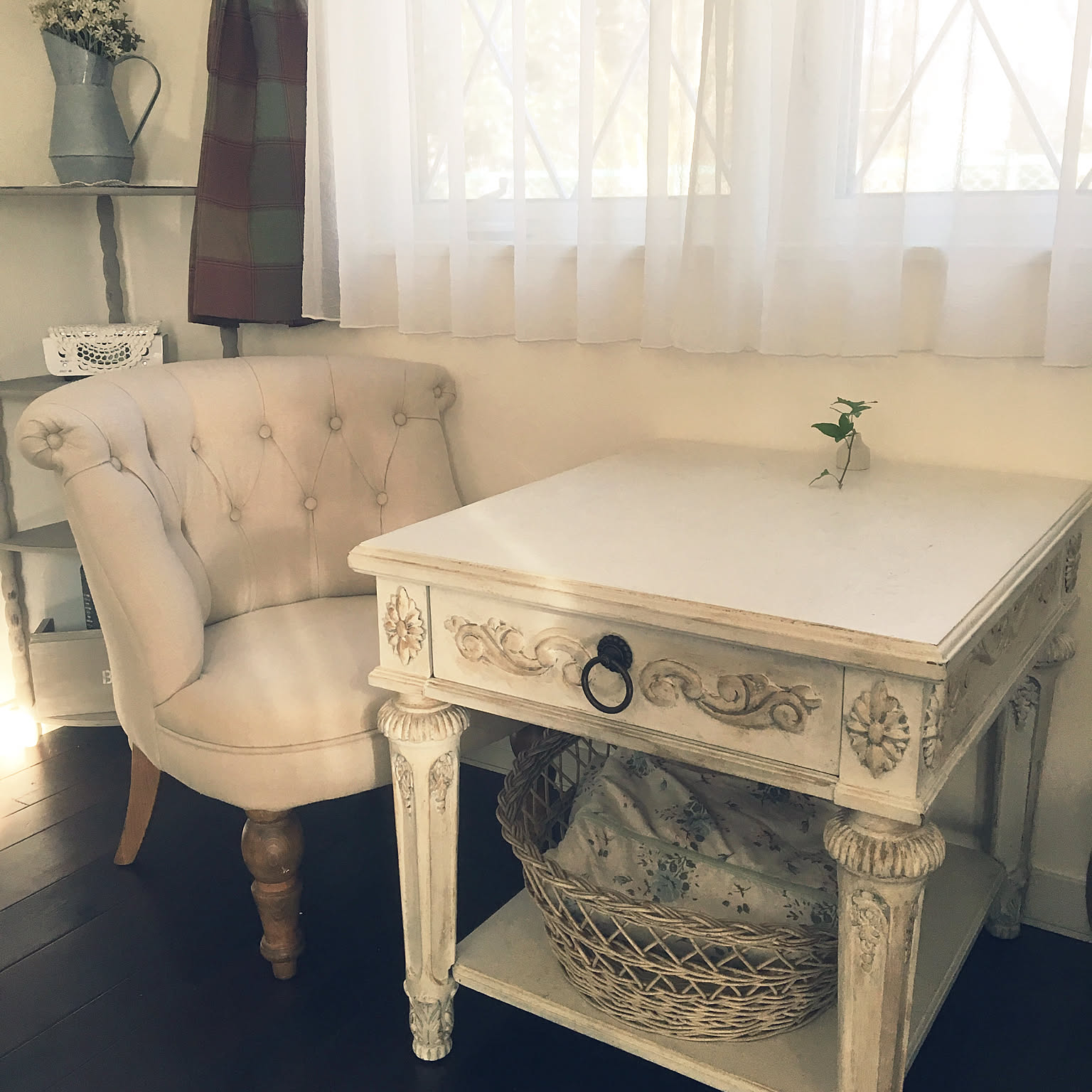 フレンチ風1人がけソファー ファブリックレザー ヘッドリクライニング 1P ヴィンテージ風