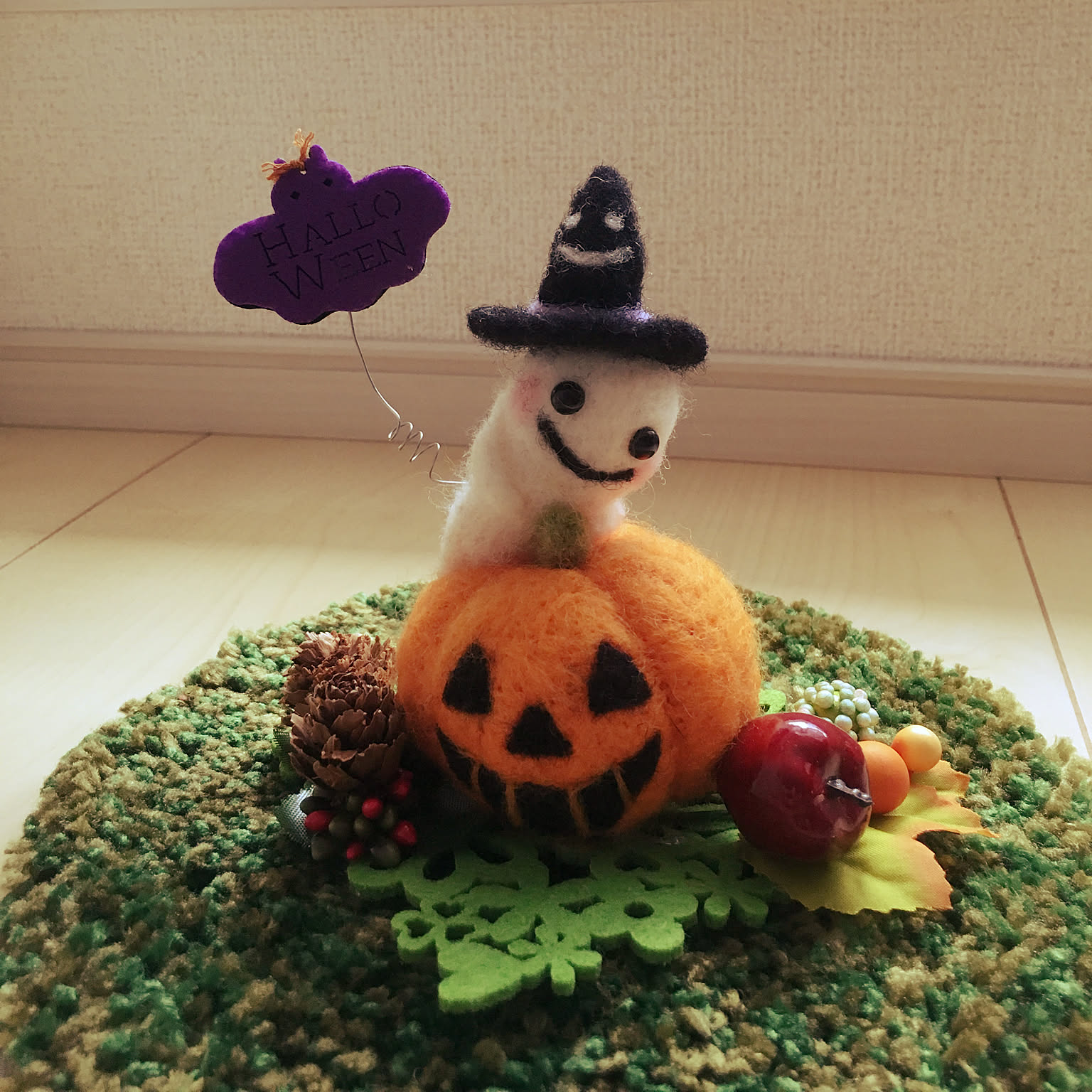 ハロウィン/コースターアート/100均/ハンドメイド/羊毛フェルトの