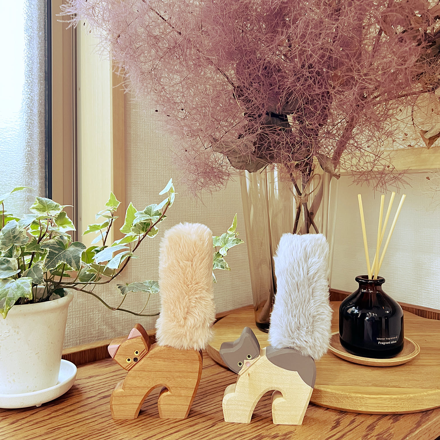 花瓶 備前焼、?、置物、ニャン、