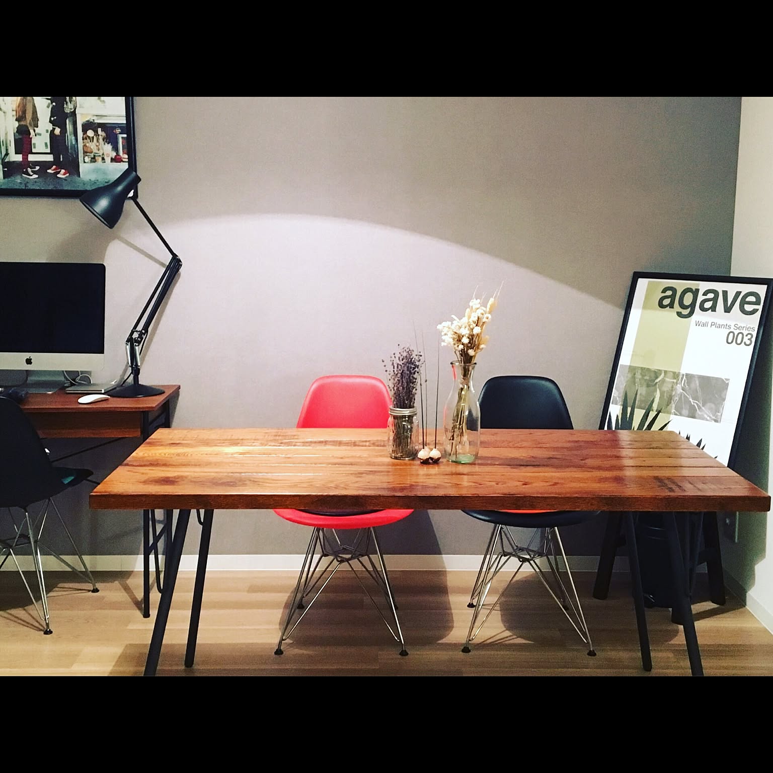 Appleアップル風　デスク　ダイニングテーブル　引き出し付　木製　ナチュラル色 Appleアップル風 デスク ダイニングテーブル 引き出し付 木製 ナチュラル色