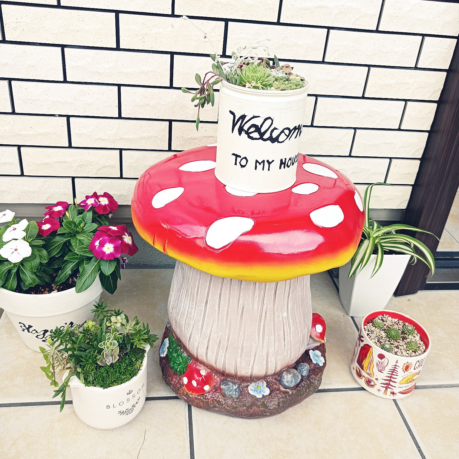 玄関/入り口/キノコ/キノコオブジェ/きのこ椅子/お気に入り♪などの