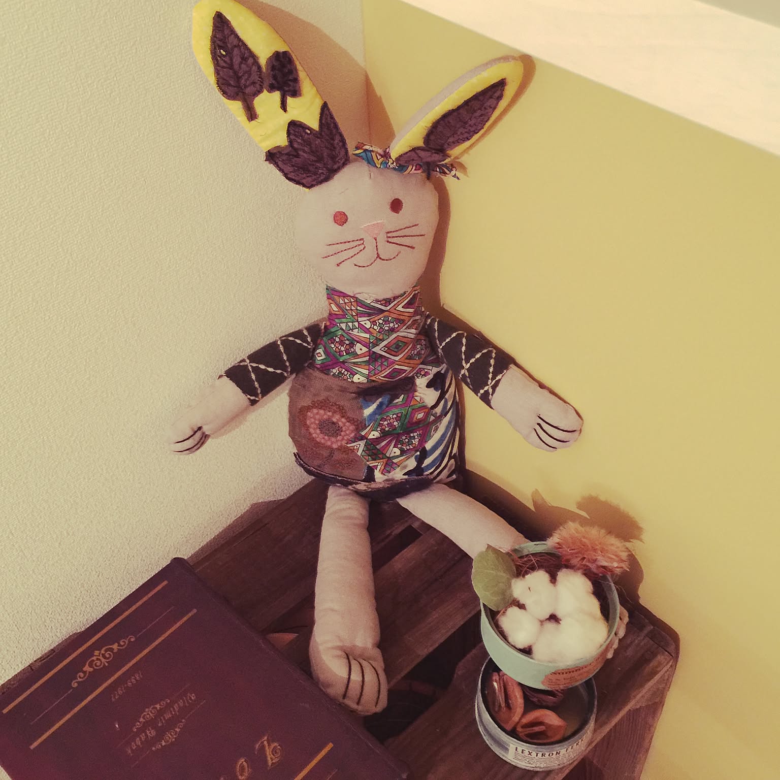 ミナペルホネン♡ハンドメイドラビット （レトロな刺繍糸を使った 