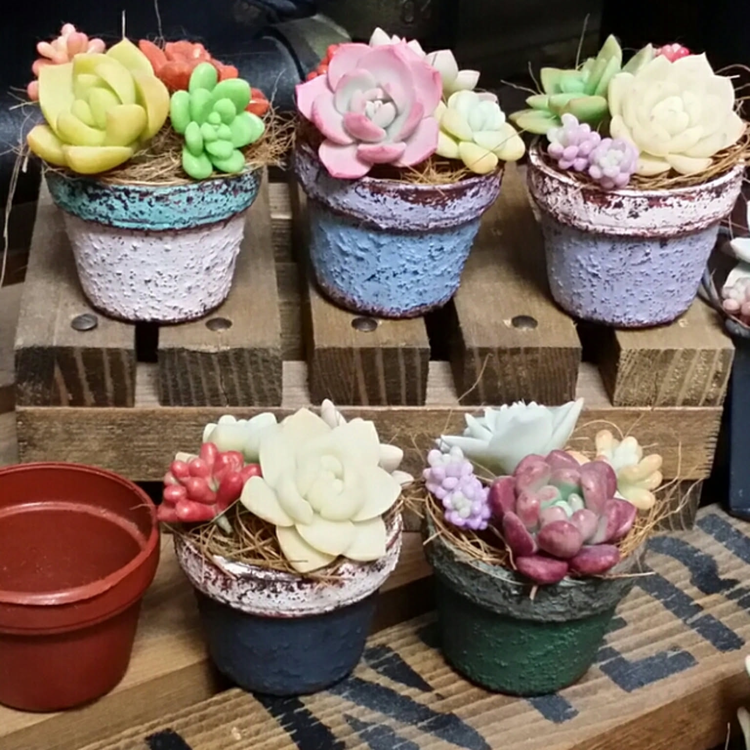 ご購入済み 2つで500円引き リメイク鉢 ぽってりタイプ カラフル