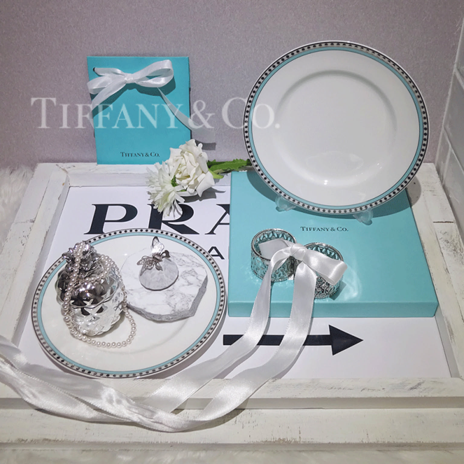 Tiffanyティファニープレート 4枚セット ティファニーTiffany カラーブロック カクテルプレート 4枚