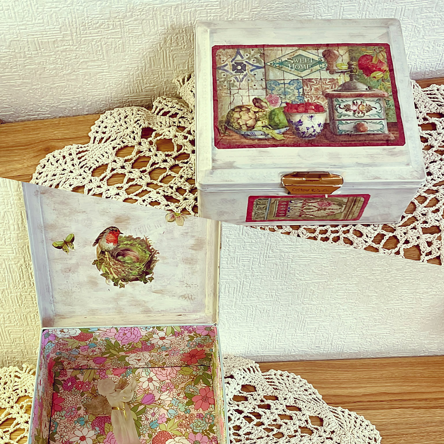 お値下げ❗️デコパージュ 棚 ボックス 一点物 【公式通販】