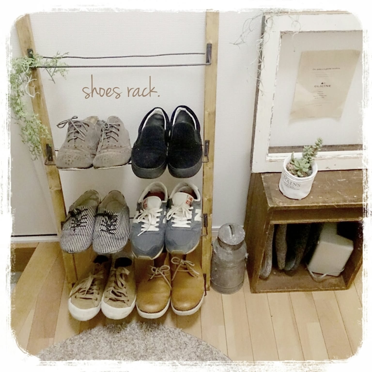 シューズラック　男前インテリア　ハンドメイド　植物　棚　6022 シューズラック 男前インテリア ハンドメイド 植物 棚 6022