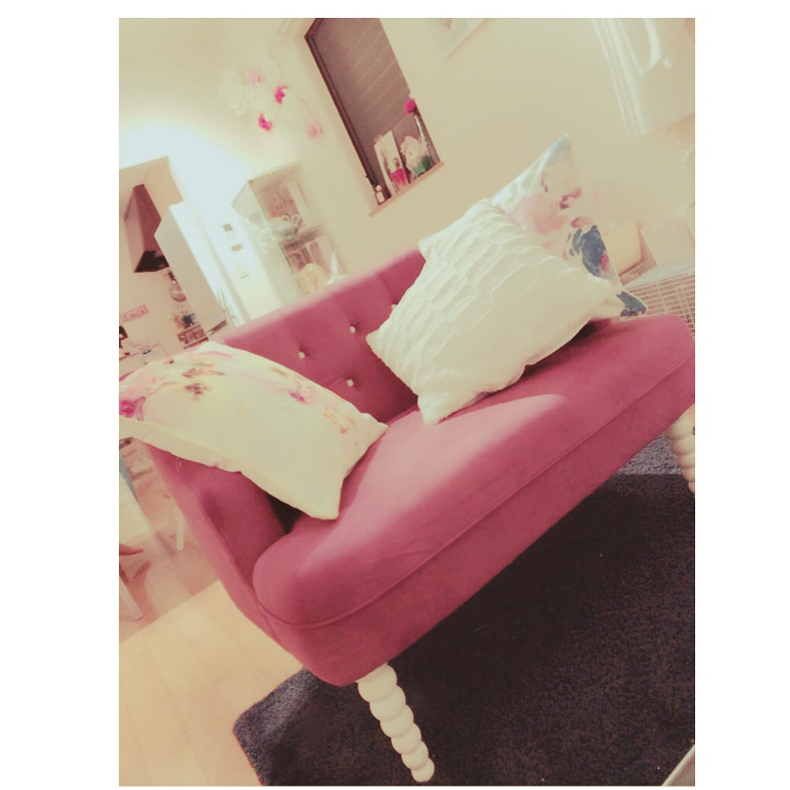 取付無料！フランフラン アマート 姫系ピンクファブリックソファ✨ 取付無料！フランフラン アマート 姫系ピンクファブリックソファ✨