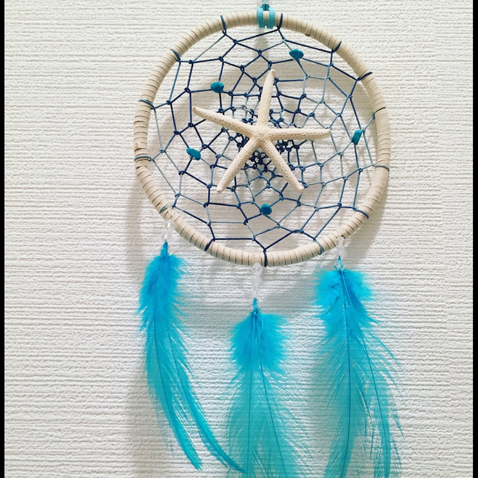 手作り シェルモビール ドリームキャッチャー 貝殻 約70cm 玄関 ドア