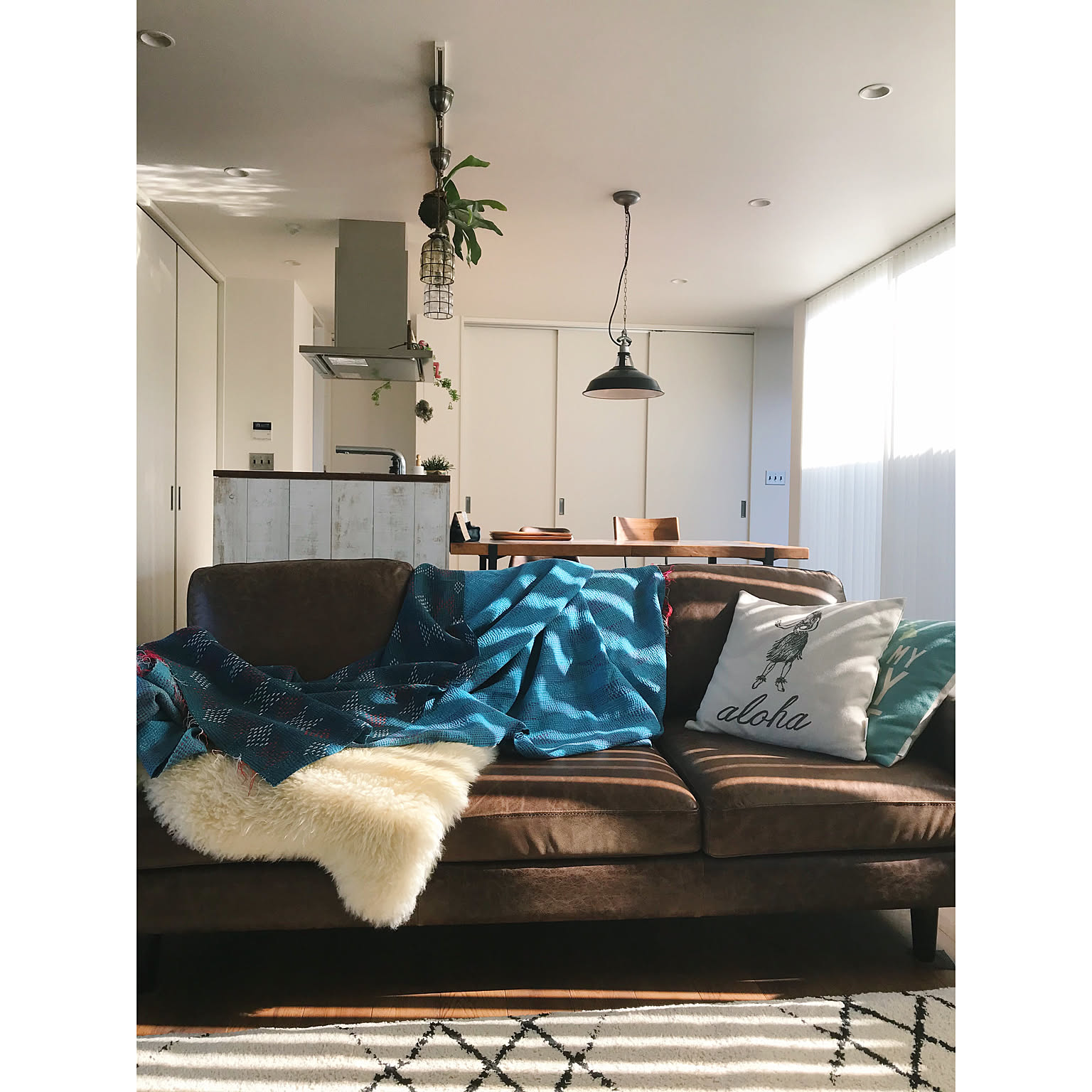 カラフル スクエア型ステッチ ラリーキルト インテリア カンタキルト 377