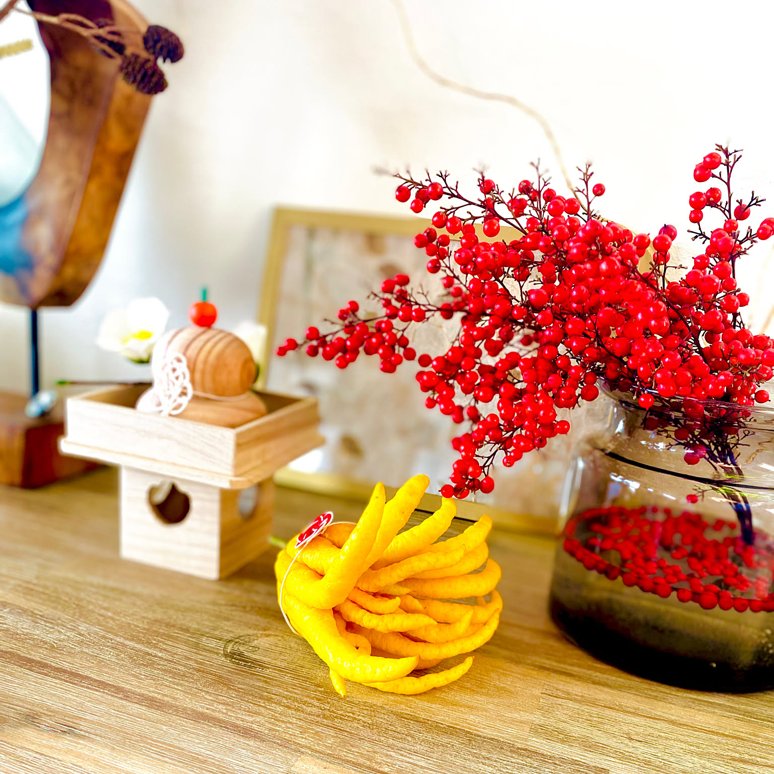 ☀幸運を招く縁起物飾り 仏手柑、斑入り仏手柑のご案内 です。 お正月