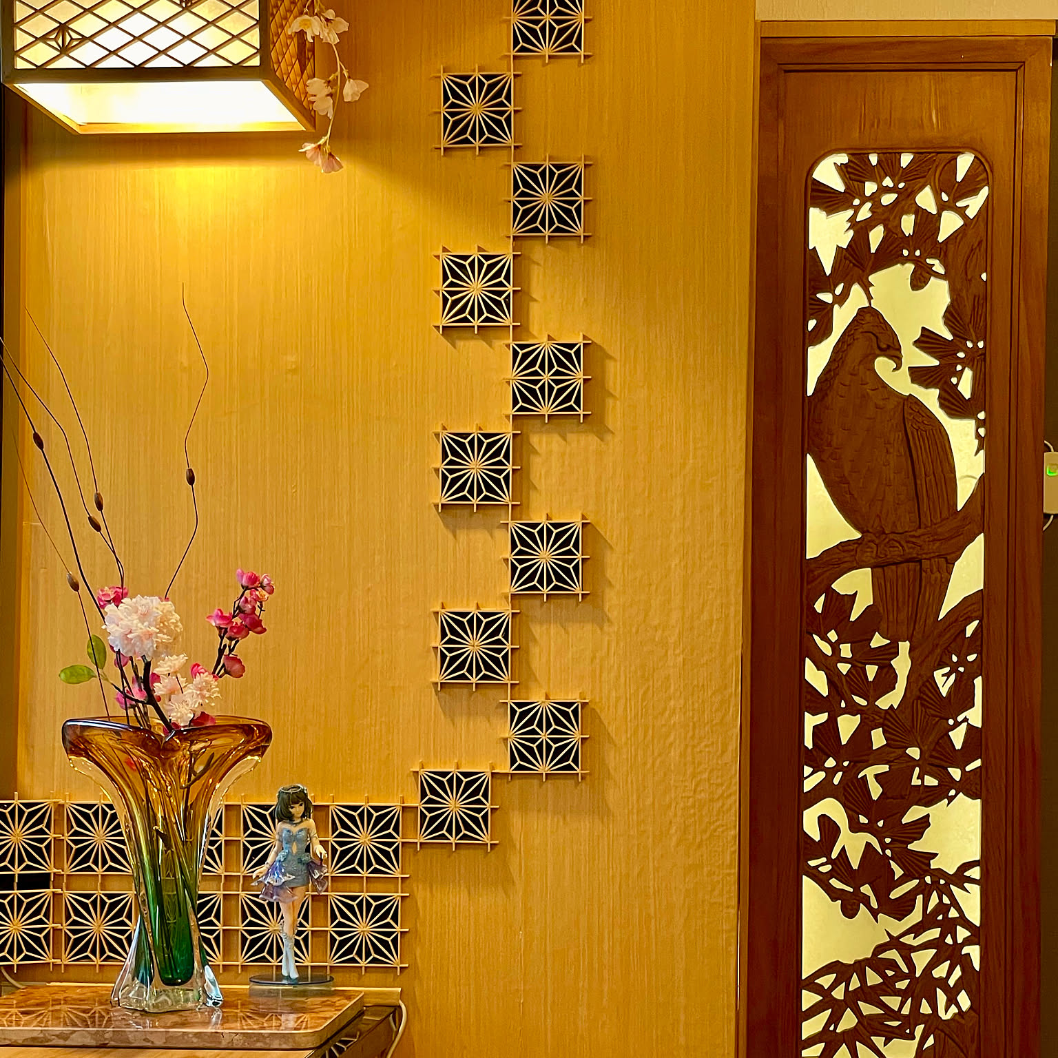 どらかば様組子2点欄間桐の組子木工芸品建材DIY材料