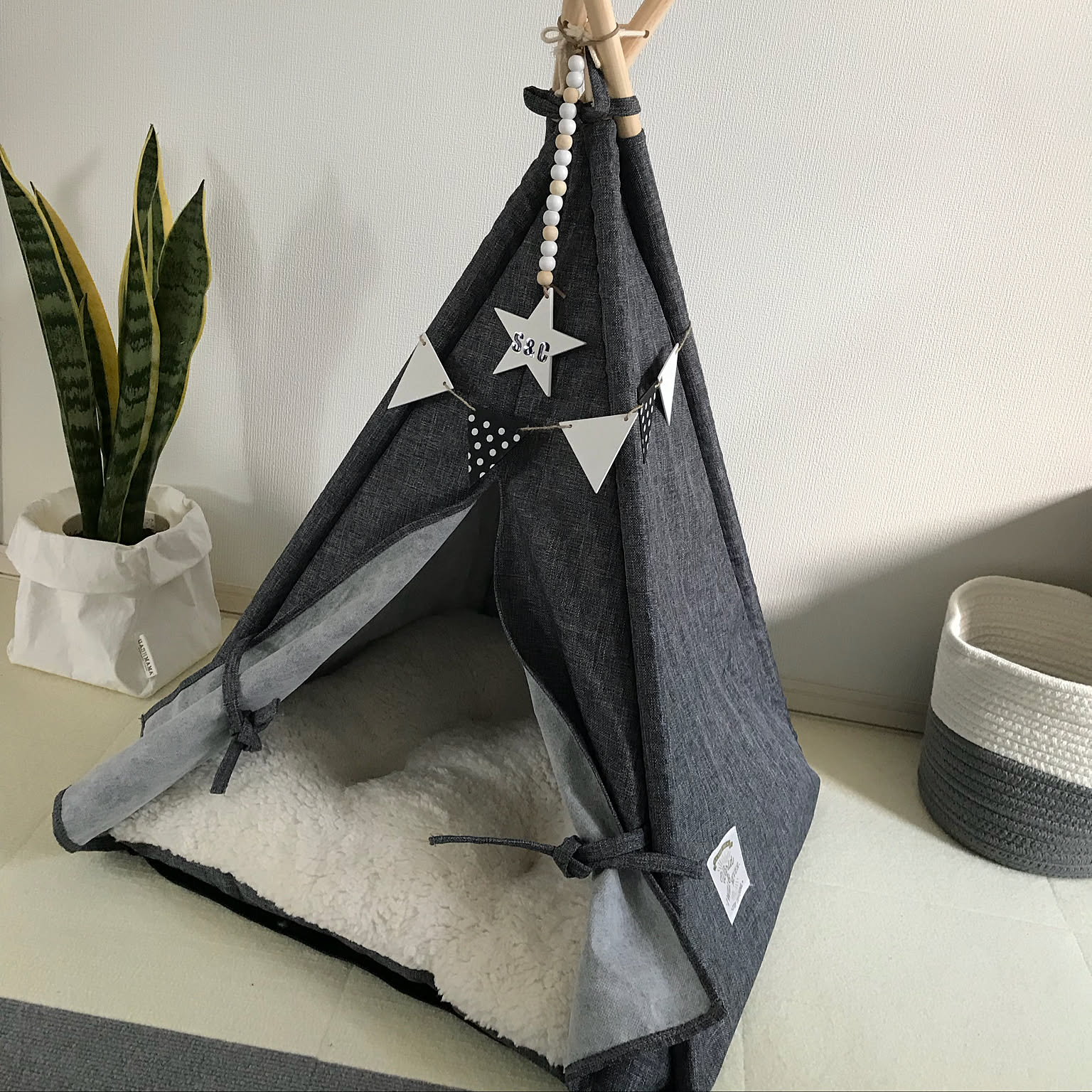 カインズ(CAINZ) ペット用テント ティピー グレー ペット ベッド