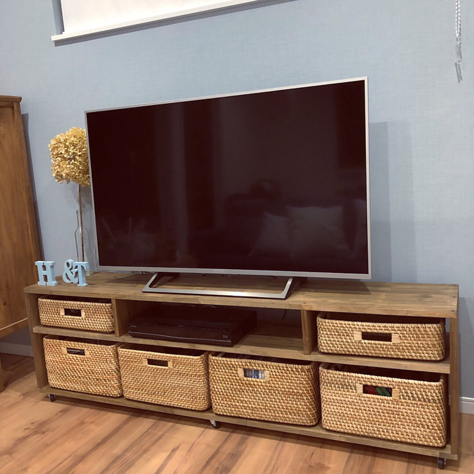 テレビボードDIY パイン集成材のインテリア・手作りの実例
