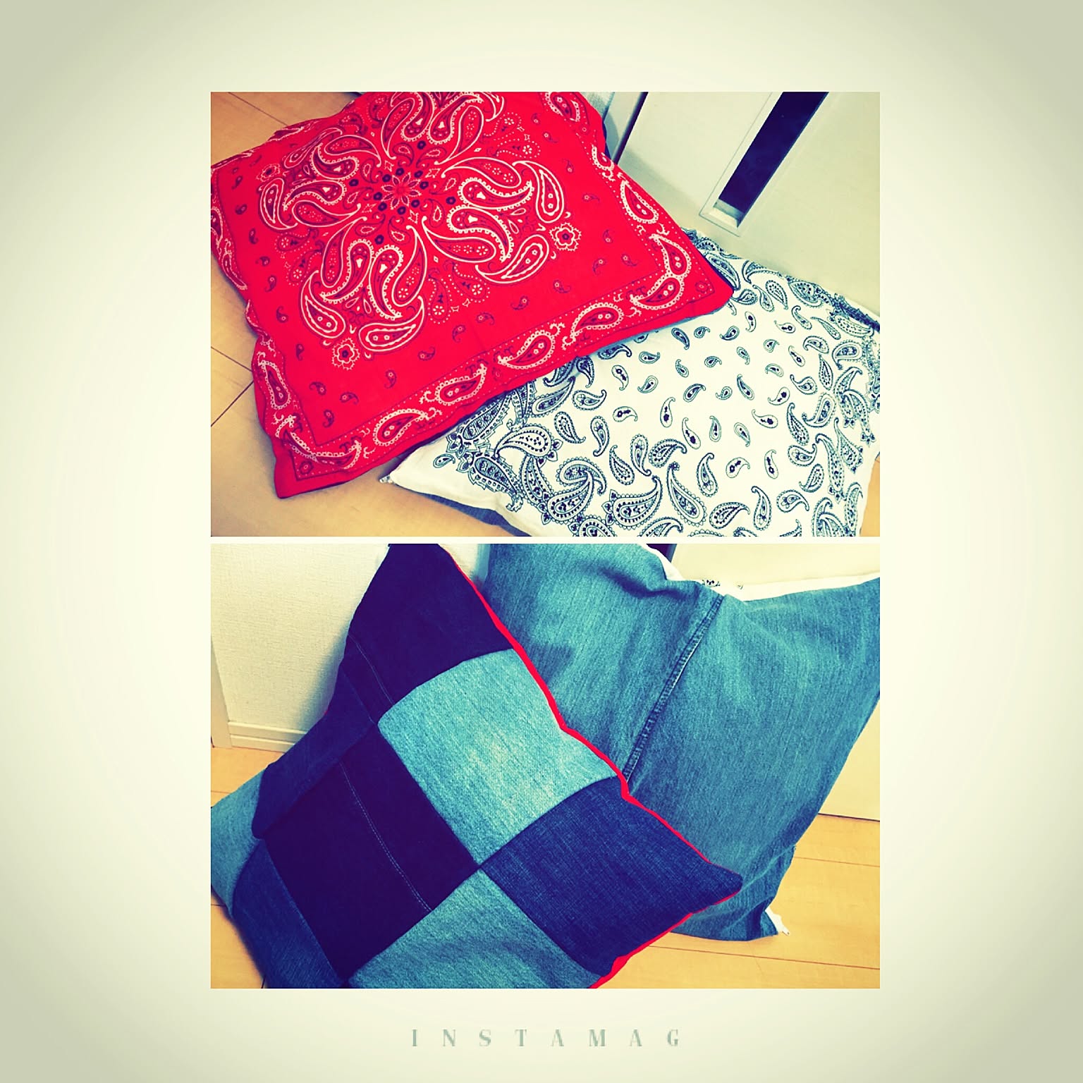 バンダナ デニムリメイクのおしゃれなアレンジ・飾り方のインテリア