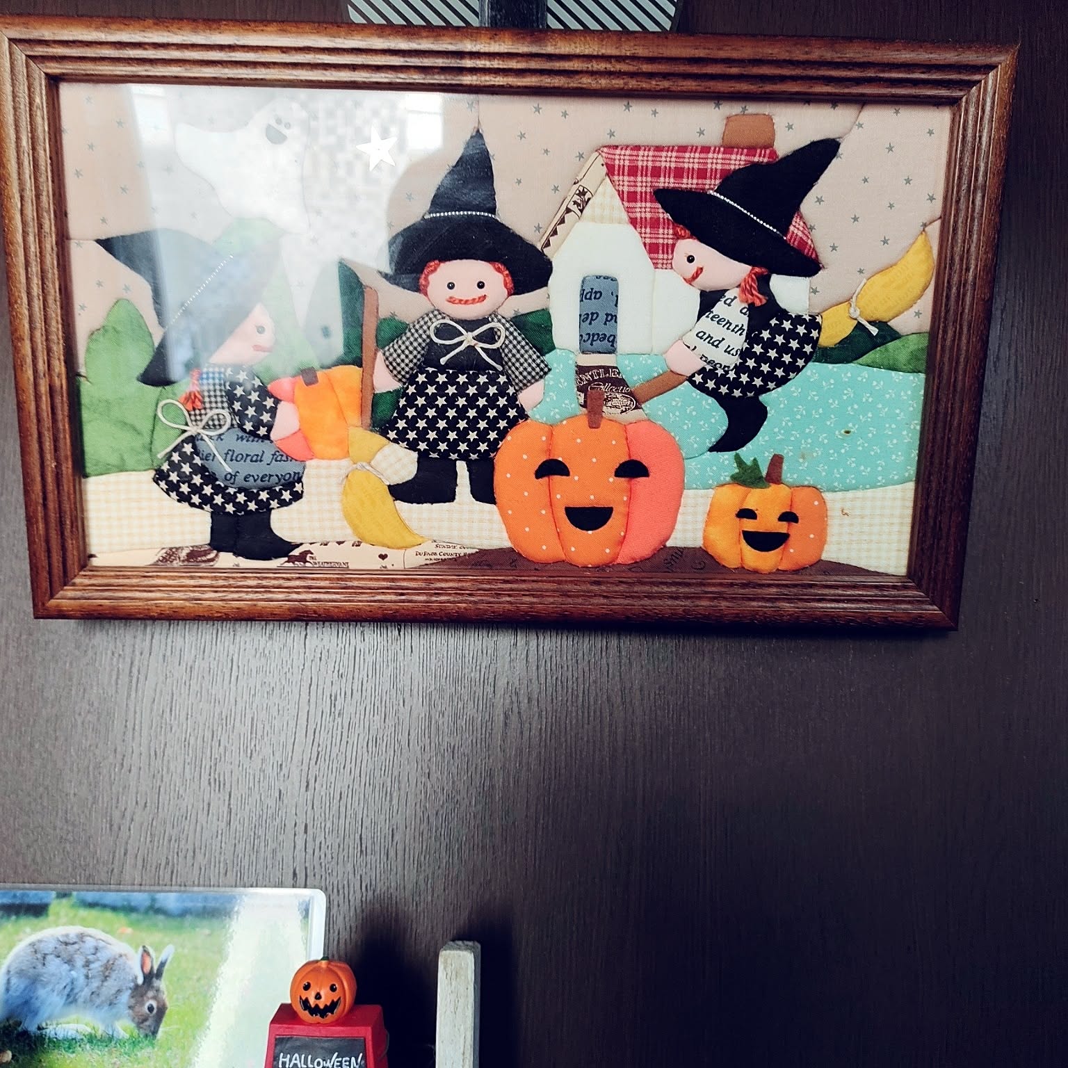 ♣ハロウィン魔女＆ゴスロリパネル生地タペストリー♣ハンドメイドパッチワークキルト パッチワークキルト☆ハロウィンのタペストリー - COTTON FLOWER