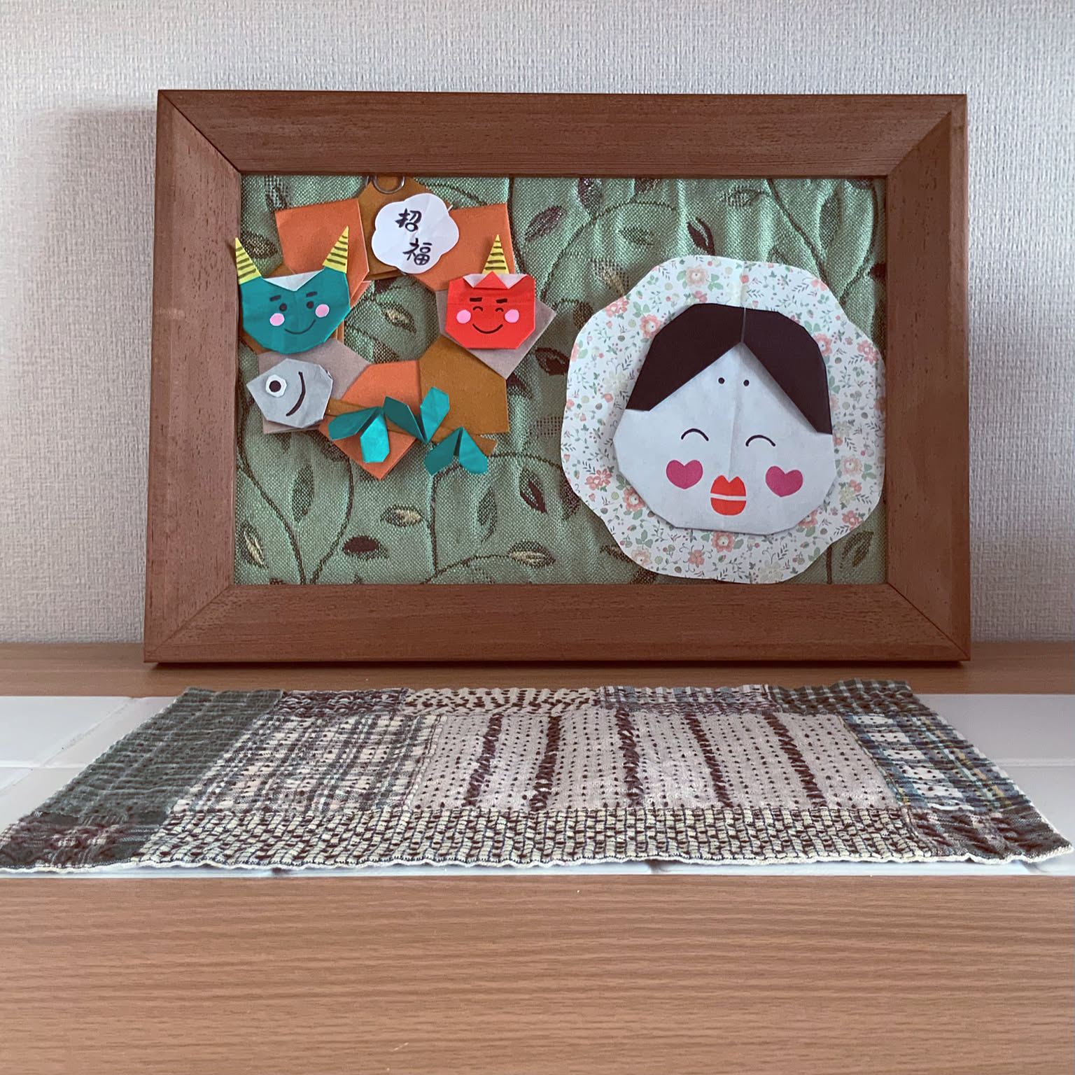 節分リース　きつねにひょっとこ　赤鬼さん　勢ぞろいです♥　節分飾り 節分飾りに♪折り紙【鬼リース】の作り方｜How to make Origami