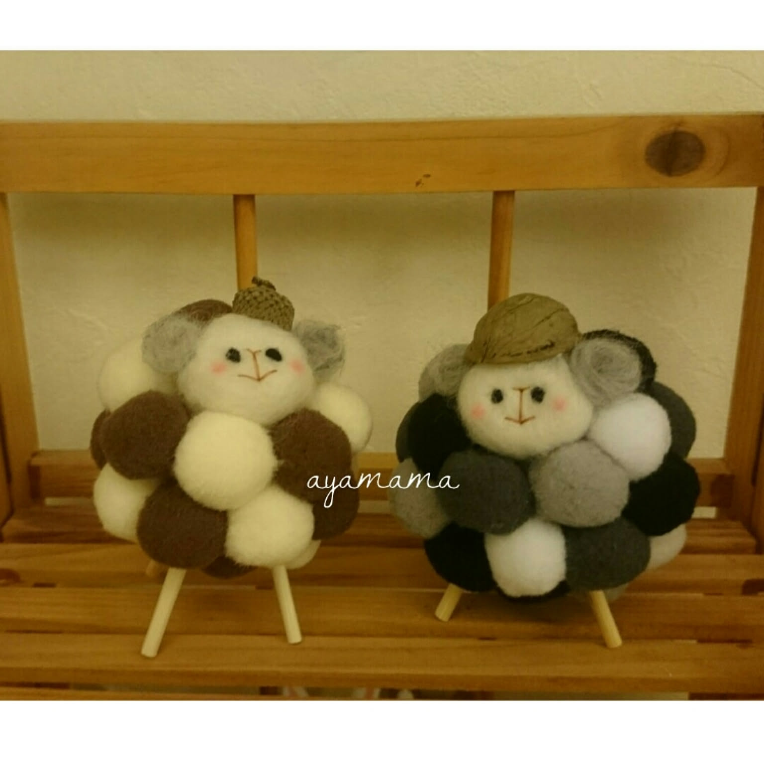 くるみ　羊毛フェルト　ハンドメイド ふわふわラムキン くるみ 羊毛フェルト ooie noriko 通販