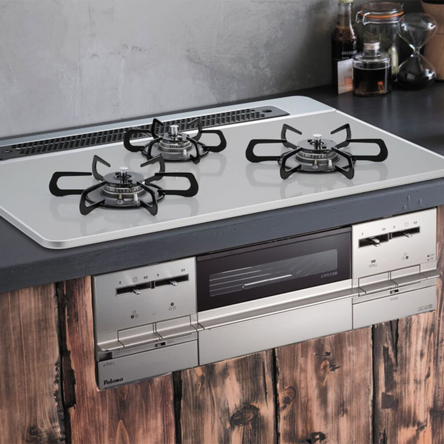 パロマ_2口ガスコンロ_高級シリーズ（グランドシェフ）炊飯鍋、備品付