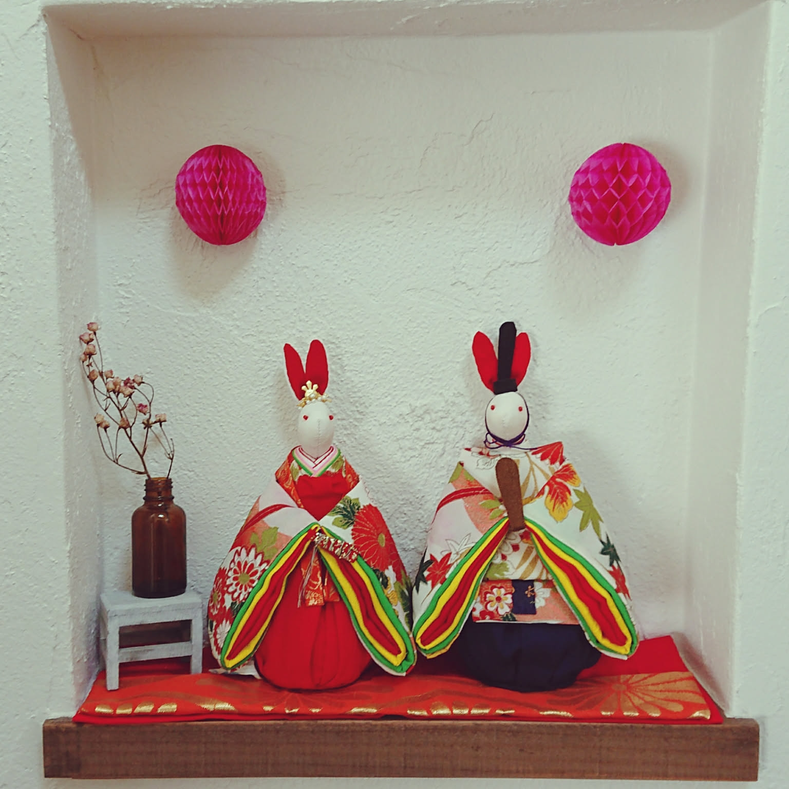 【1点限定品♡】うさぎのおひな祭りガーランド　ひなまつり　ミニチュア 楽天市場】【受注生産品】 うさぎ 雛祭 つまみ細工 2個 セット