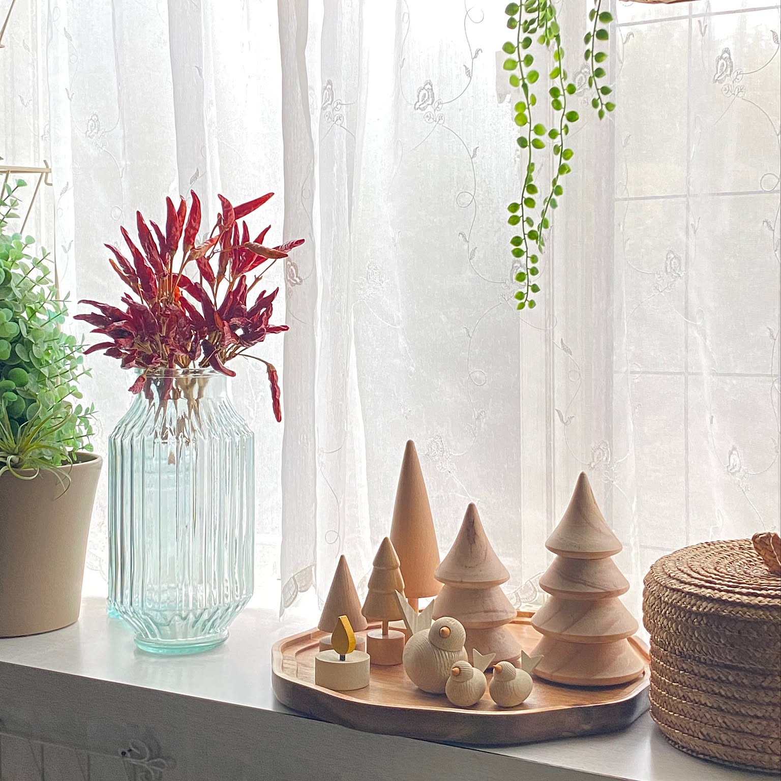 ガラス雑貨蛇口付き 唐辛子入り瓶置物