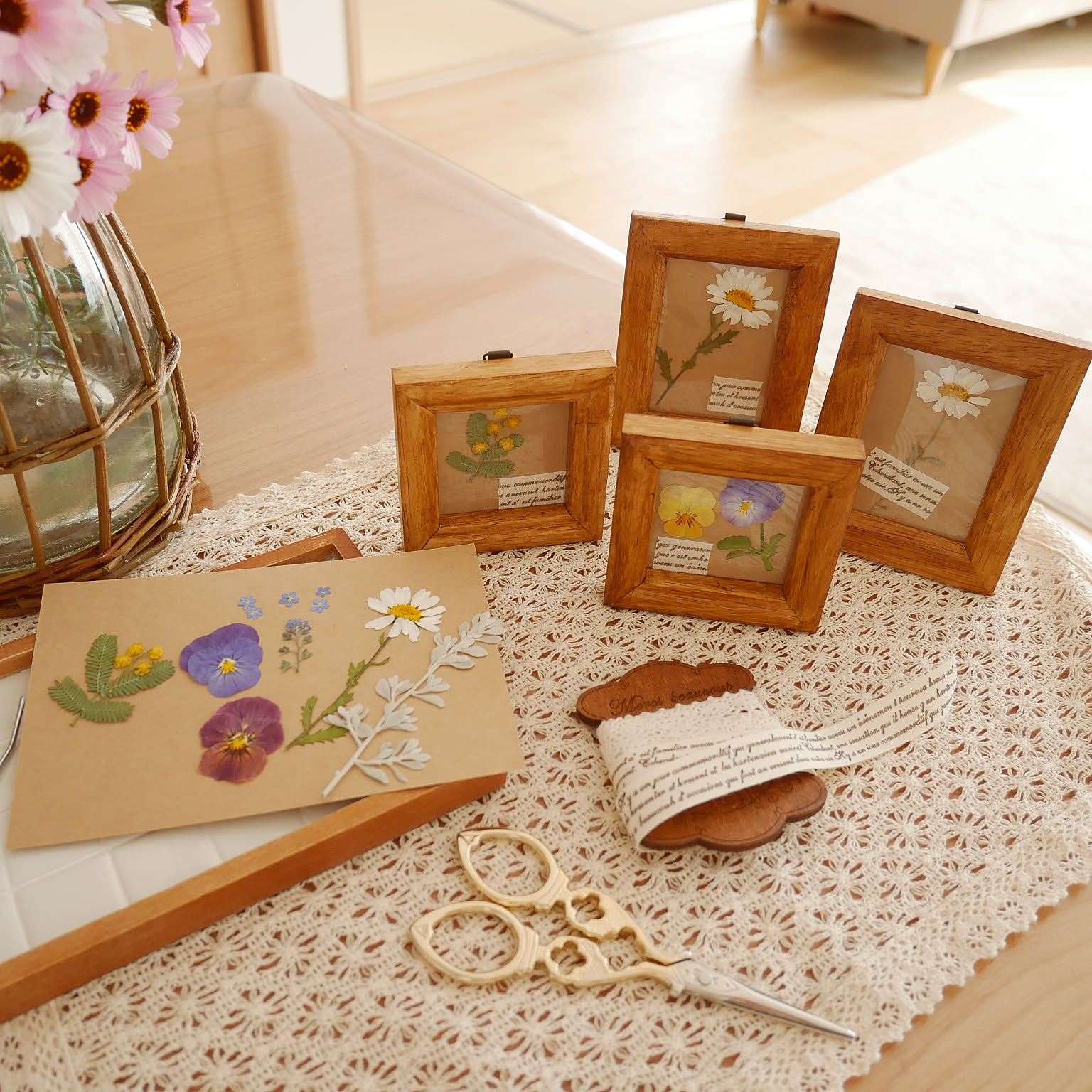 ハンドメイド 押し花 額 ハンドメイド 押し花アート額縁 花束 - メルカリ