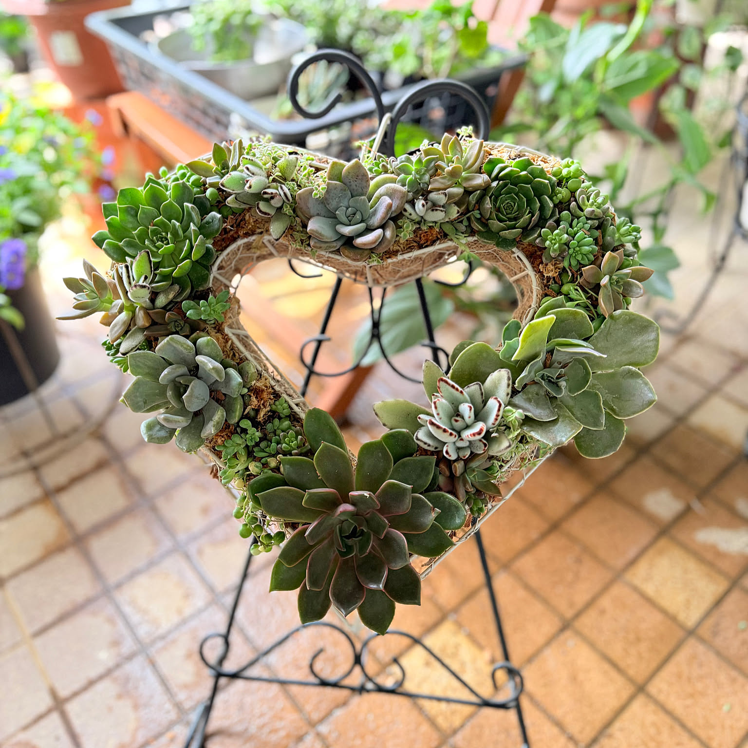 多肉植物 ハート型のおしゃれなアレンジ・飾り方のインテリア実例