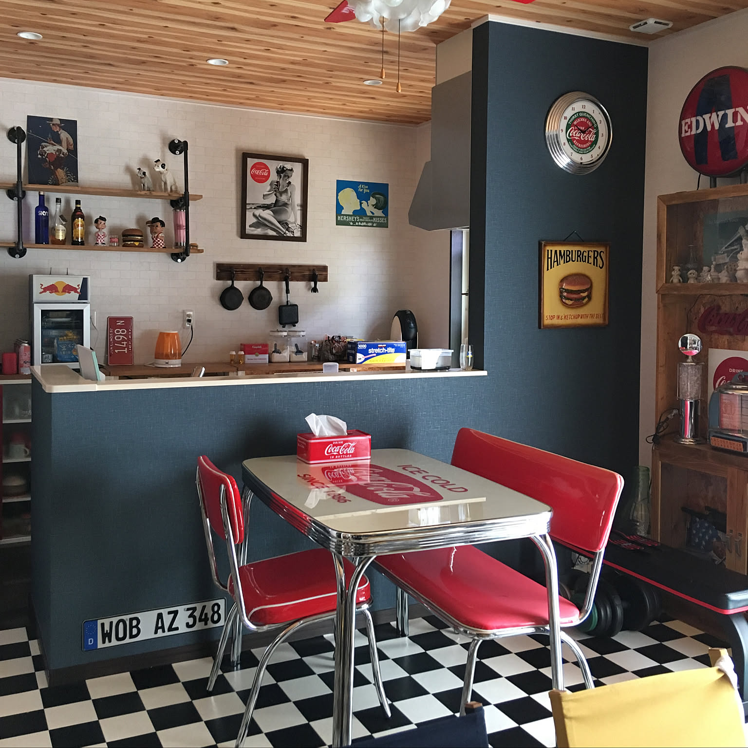 キッチン アメリカンダイナーのおしゃれなインテリア・部屋・家具の 
