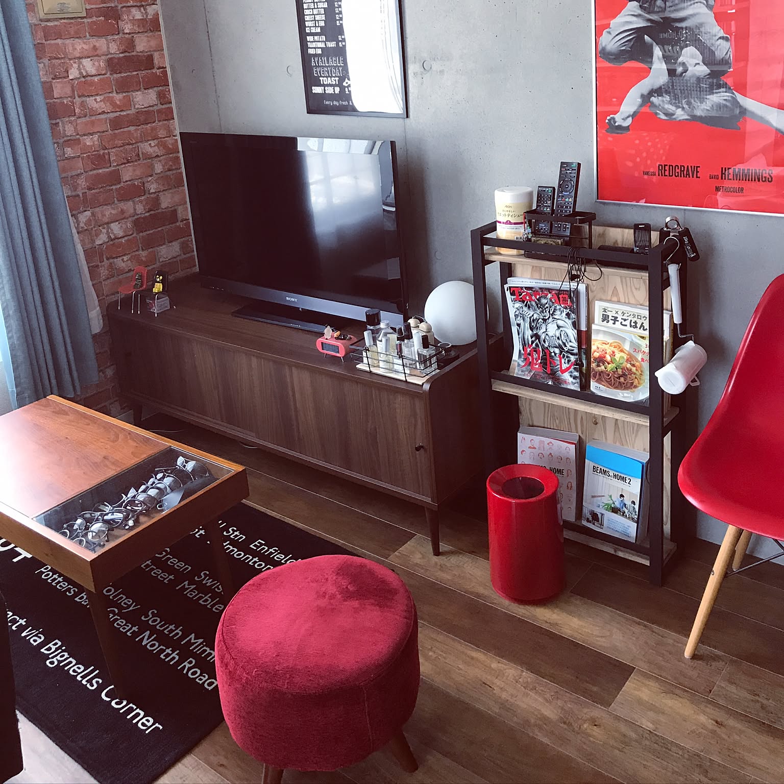 椅子　スツール　赤　インテリア スツール 高さ41cm レザー （ 開梱設置 椅子 ソファ ソファ