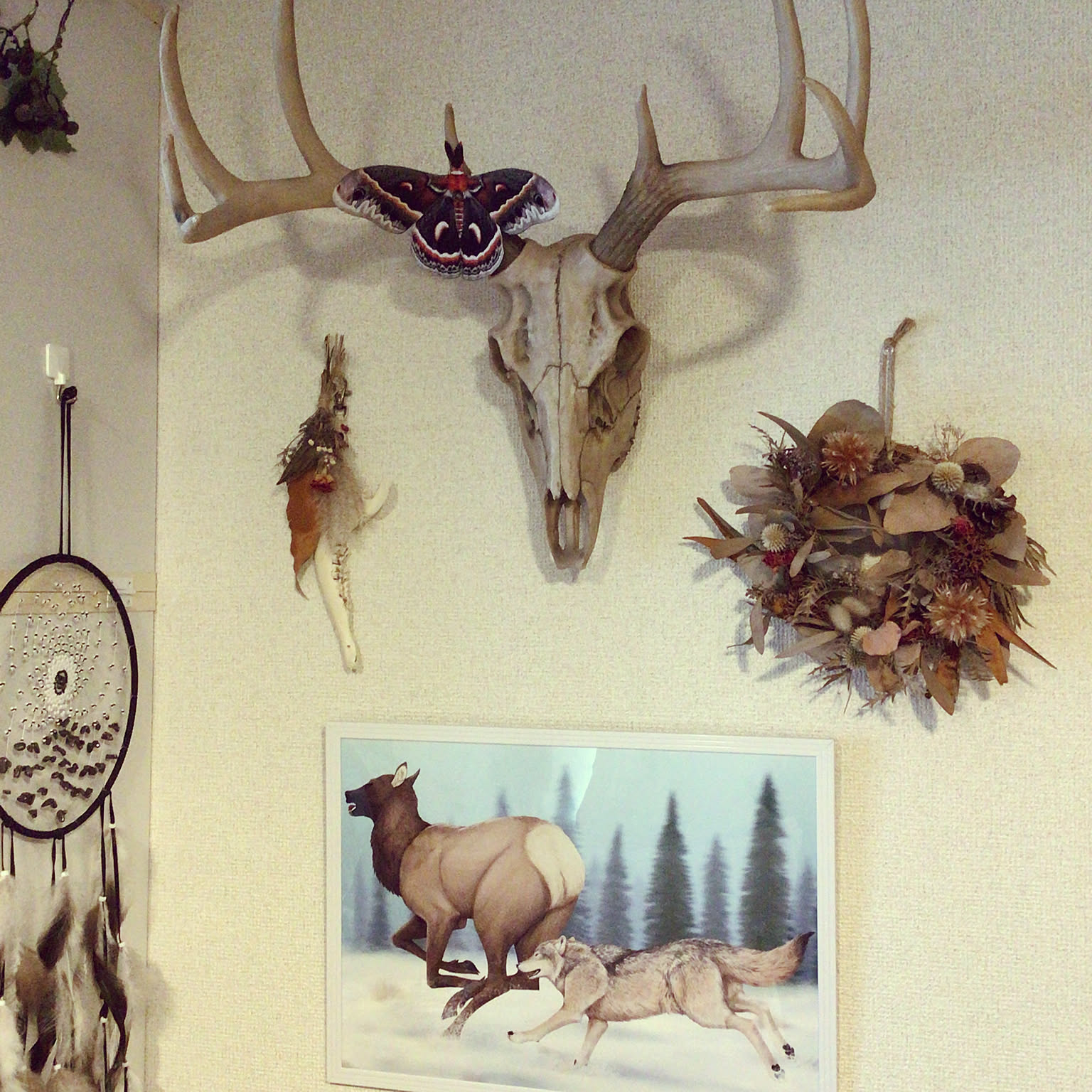 スワッグ 鹿角 鹿スカル エゾジカ DEERHORNSMITH'S」スカルオブジェで