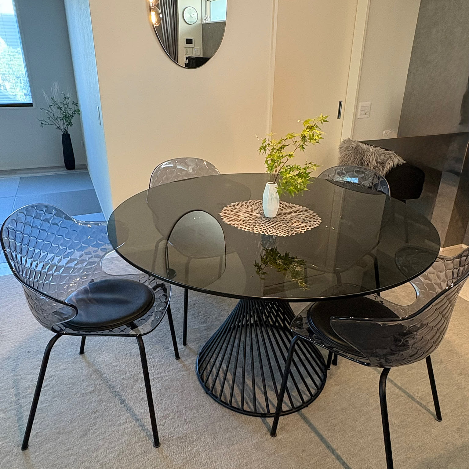 120 家具・インテリア カリガリス ウォールナット ガラス ダイニング