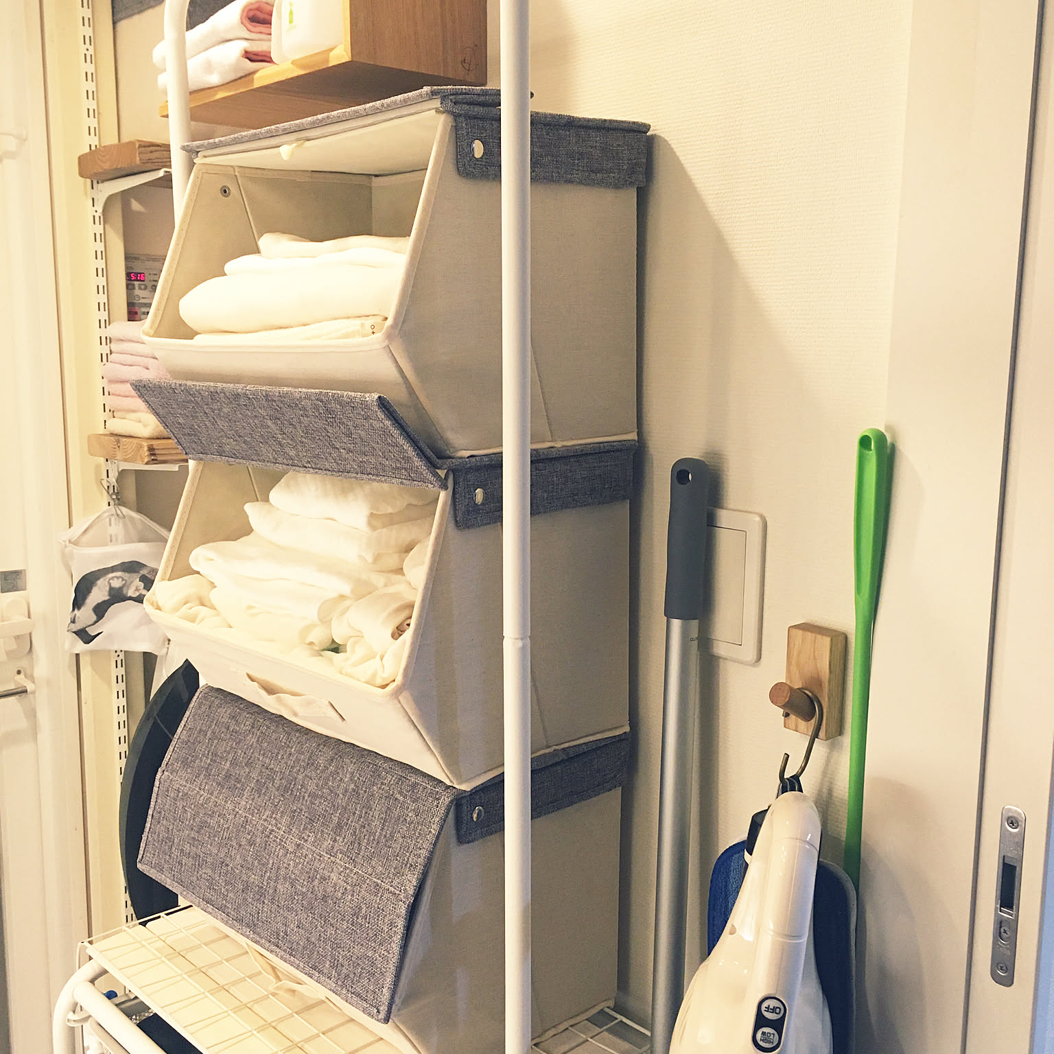 タオル収納/洗濯機周り/前開き収納BOX/収納ボックス/バス/トイレの
