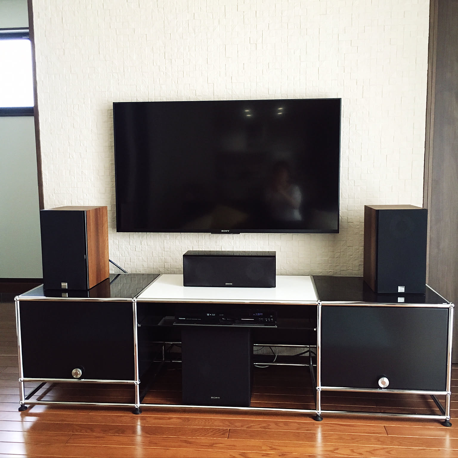 □USMハラー□ローボードユニット テレビボード テーブル グレー