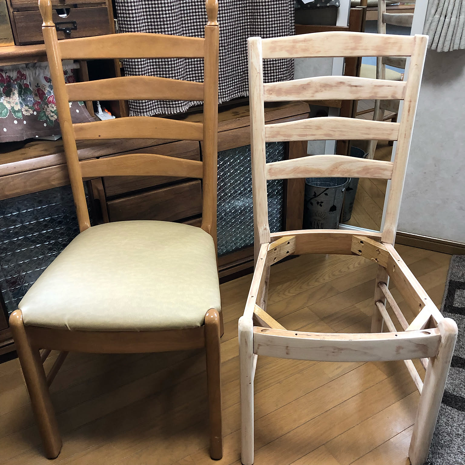 木製 ダイニングチェア 1脚 シンプル DIY リメイク　③ 木製 ダイニングチェア 1脚 シンプル DIY リメイク ③