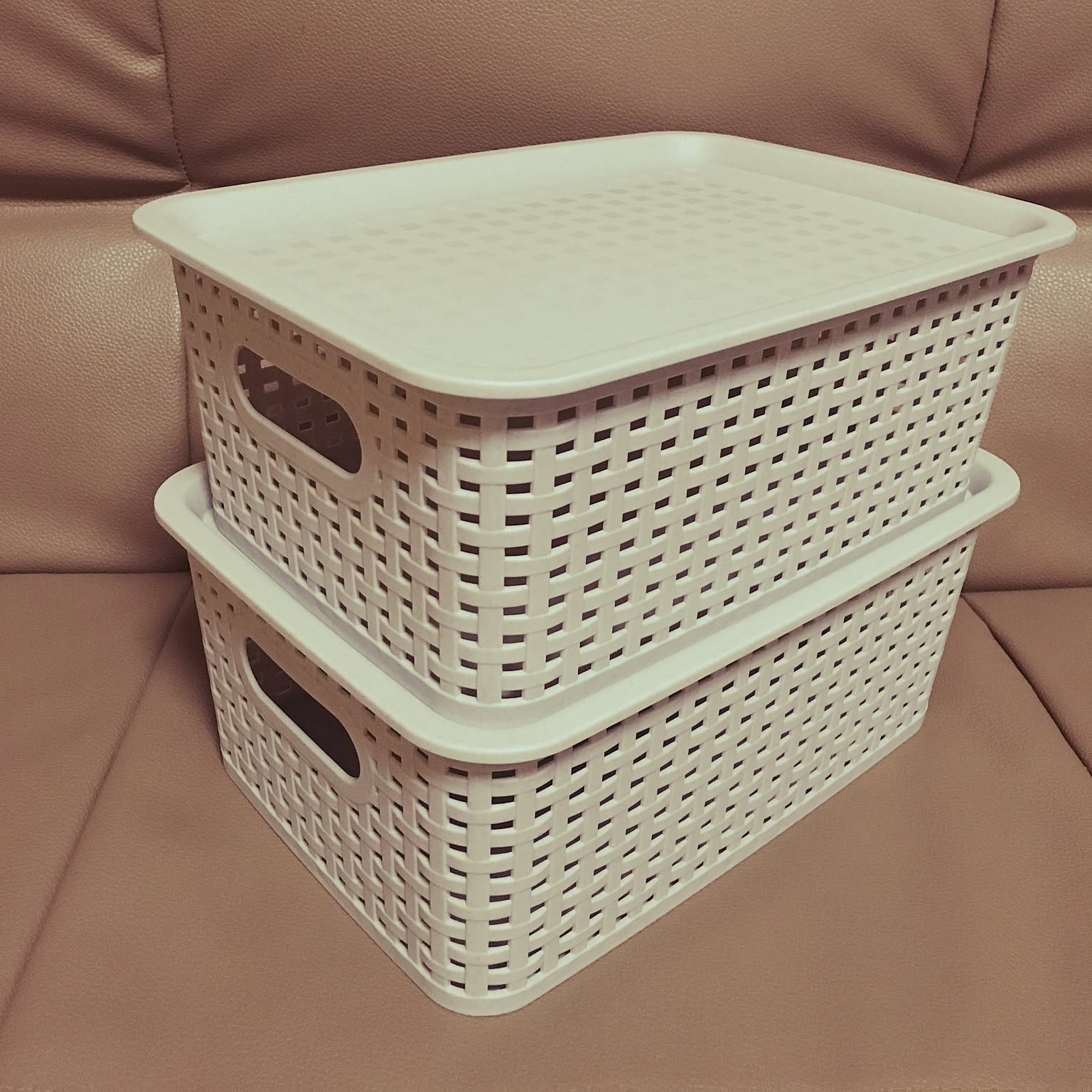 リビング/蓋付き/竹編み調/収納バスケット/かわいい♡などの