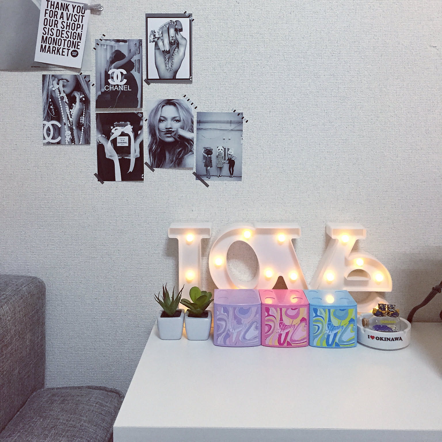 1LDK 1人暮らし/モノトーン/CHANEL/ブラックインテリア/シャネル部屋