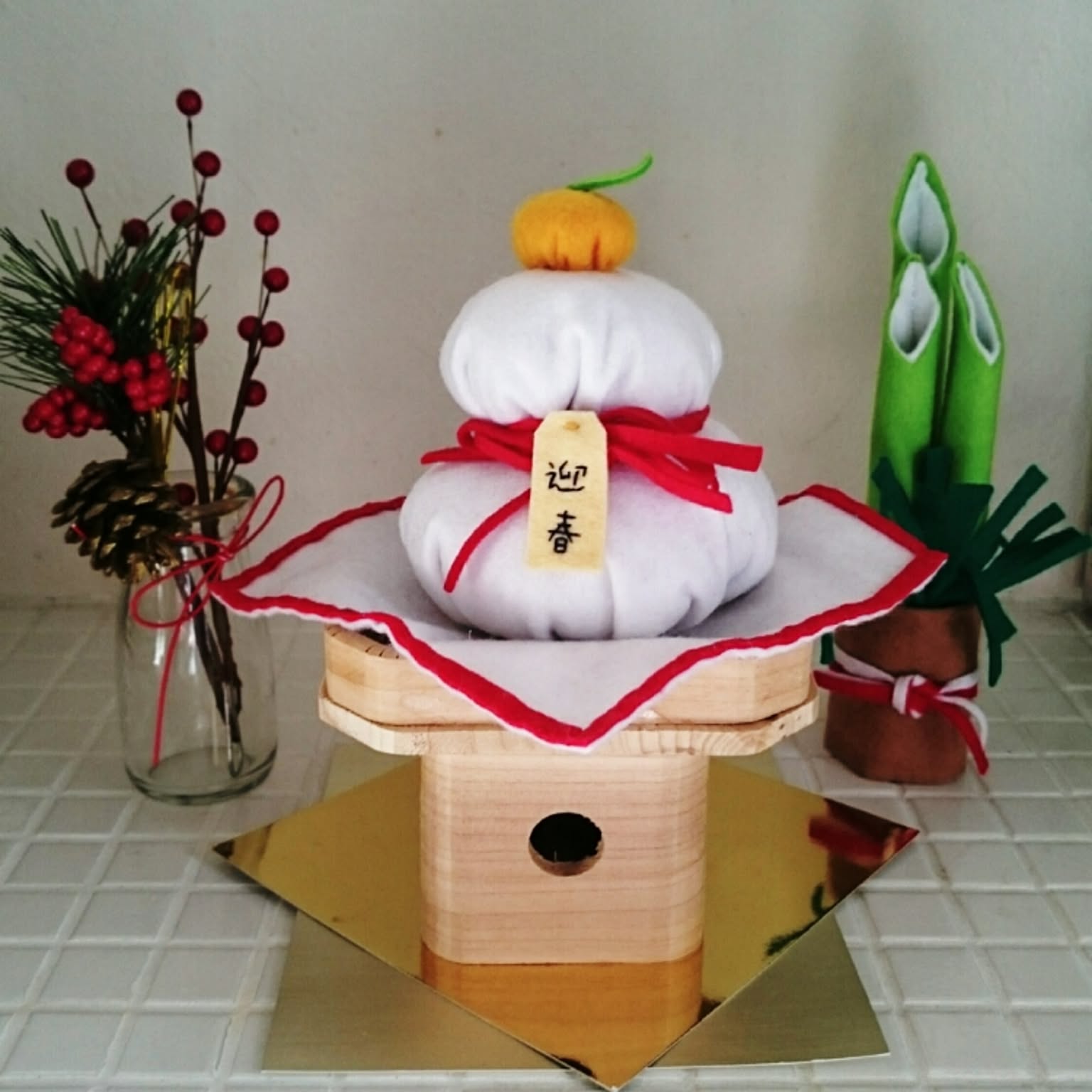 玄関/入り口/フェルト手芸/手作り/正月飾りのインテリア実例 - 2016-01