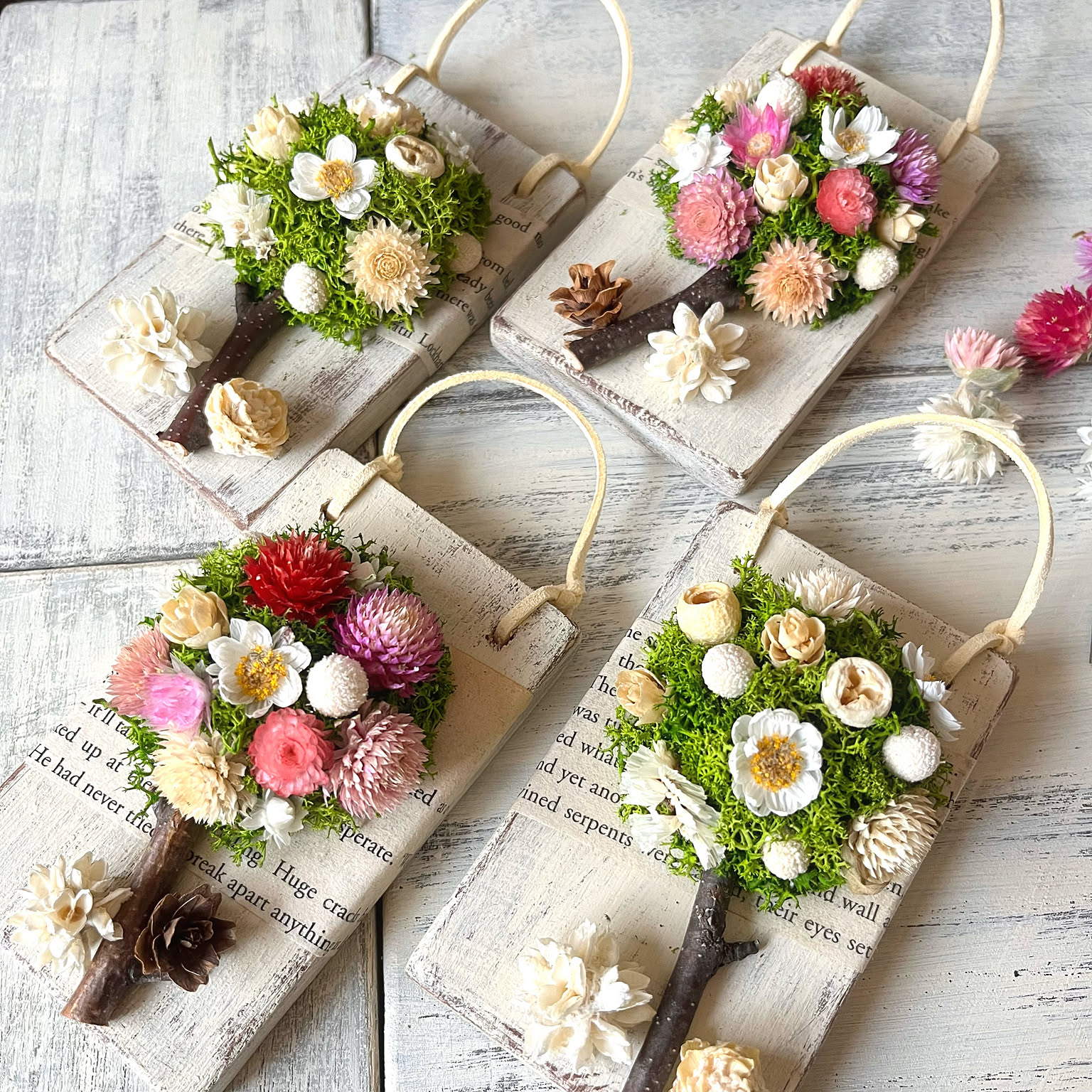 sale～♪ナチュラル✨ドライフラワー紫陽花トピアリー風壁飾り♪(スタンド両用) 710c755965d327a305839aa9985ca1